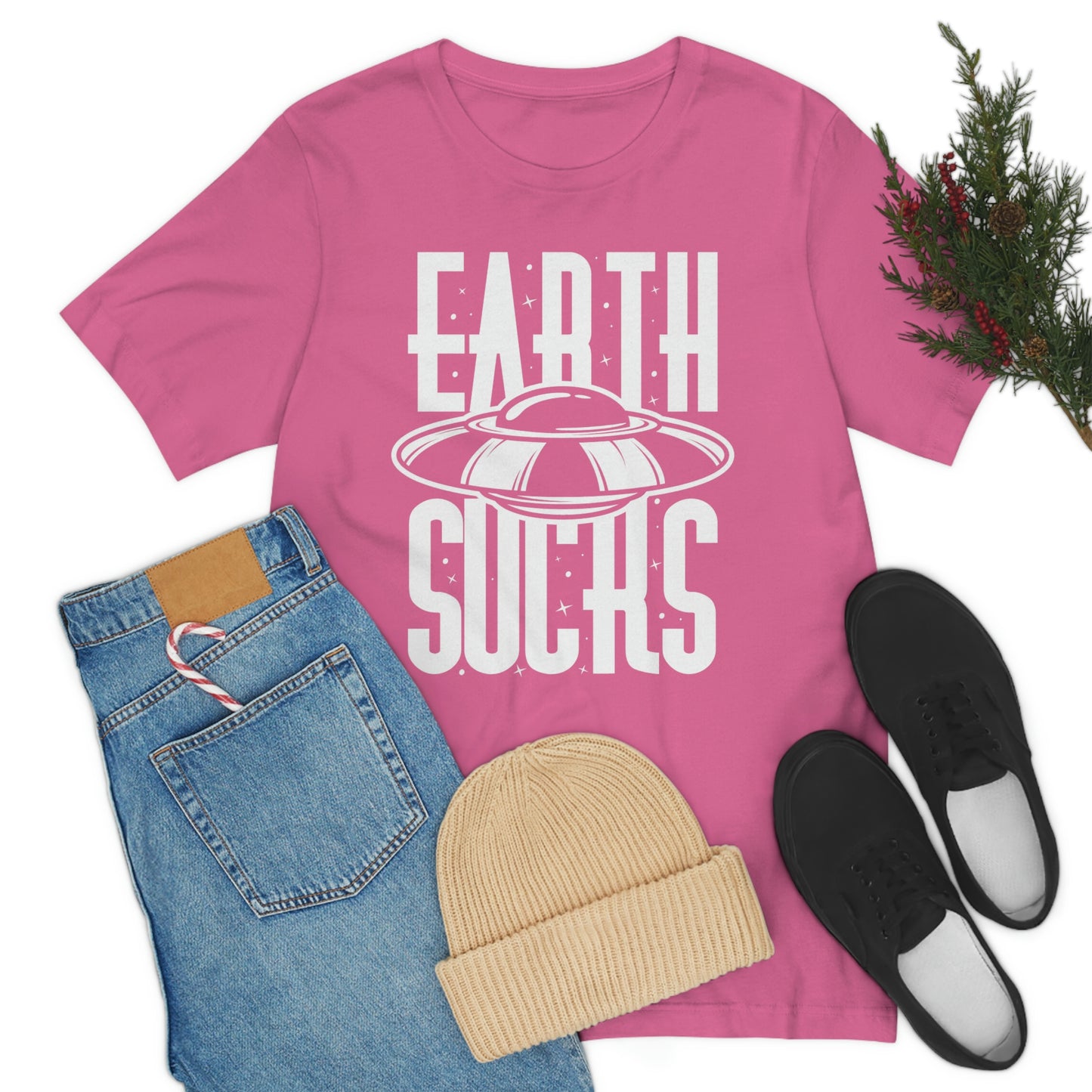 Earth Sucks White Font Unisex Jersey Short Sleeve Tee