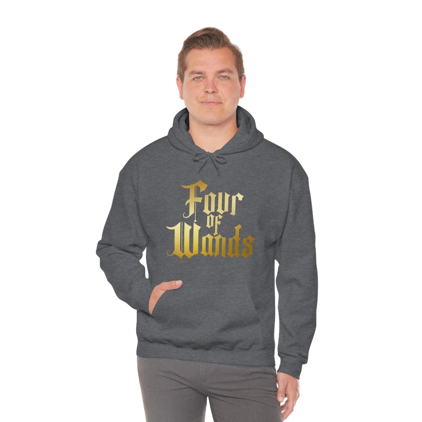 Four of Wands Gold Logo Unisex Heavy Blend™ Hooded Sweatshirt