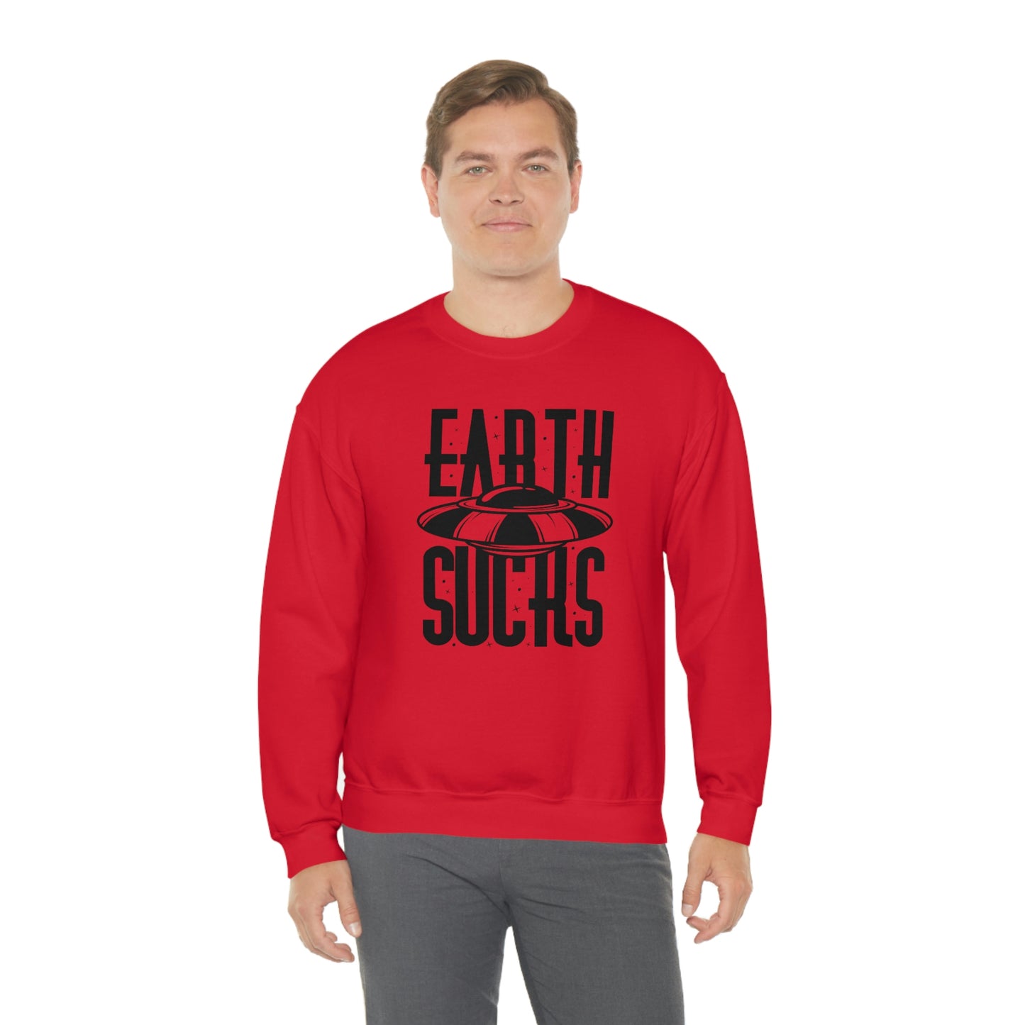 Earth Sucks Black Font unisex heavy blend crewneck sweatshirt