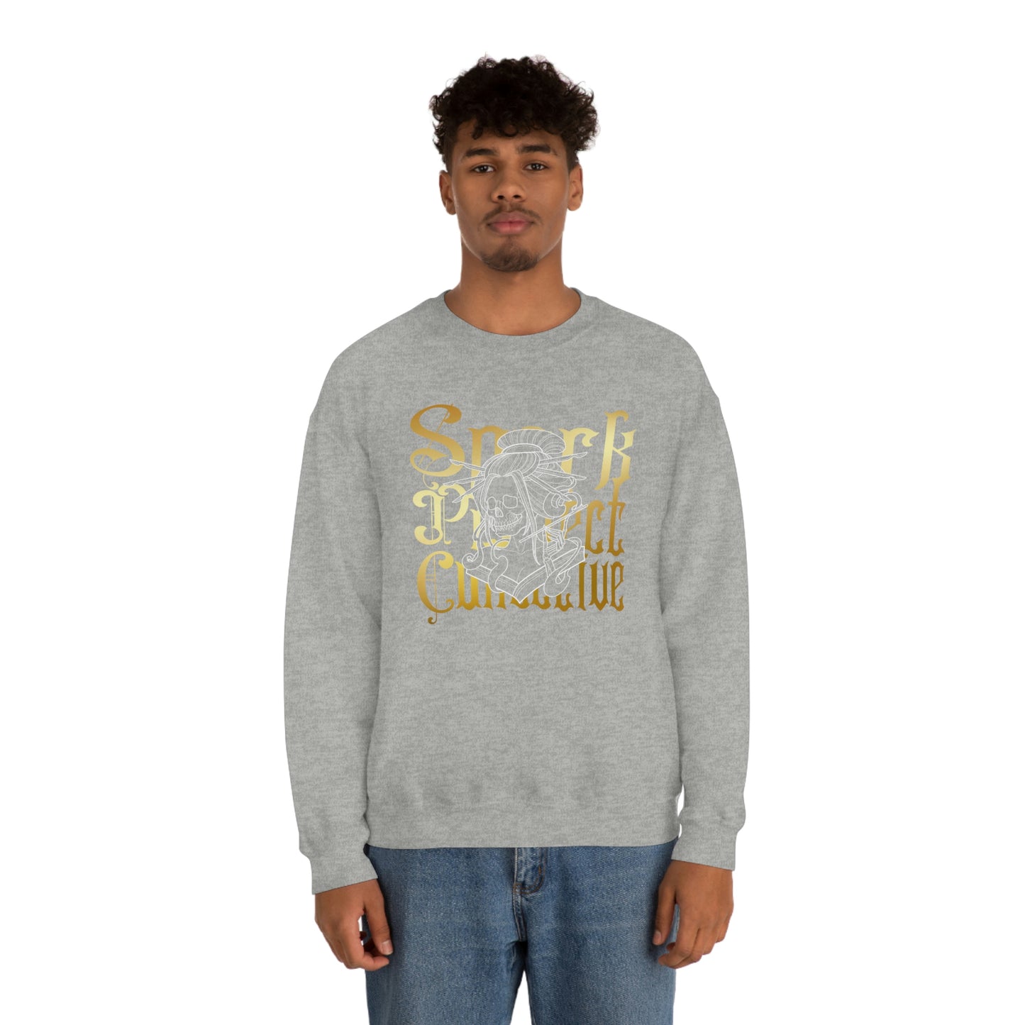 Japanese Spark Gold Font unisex heavy blend crewneck sweatshirt