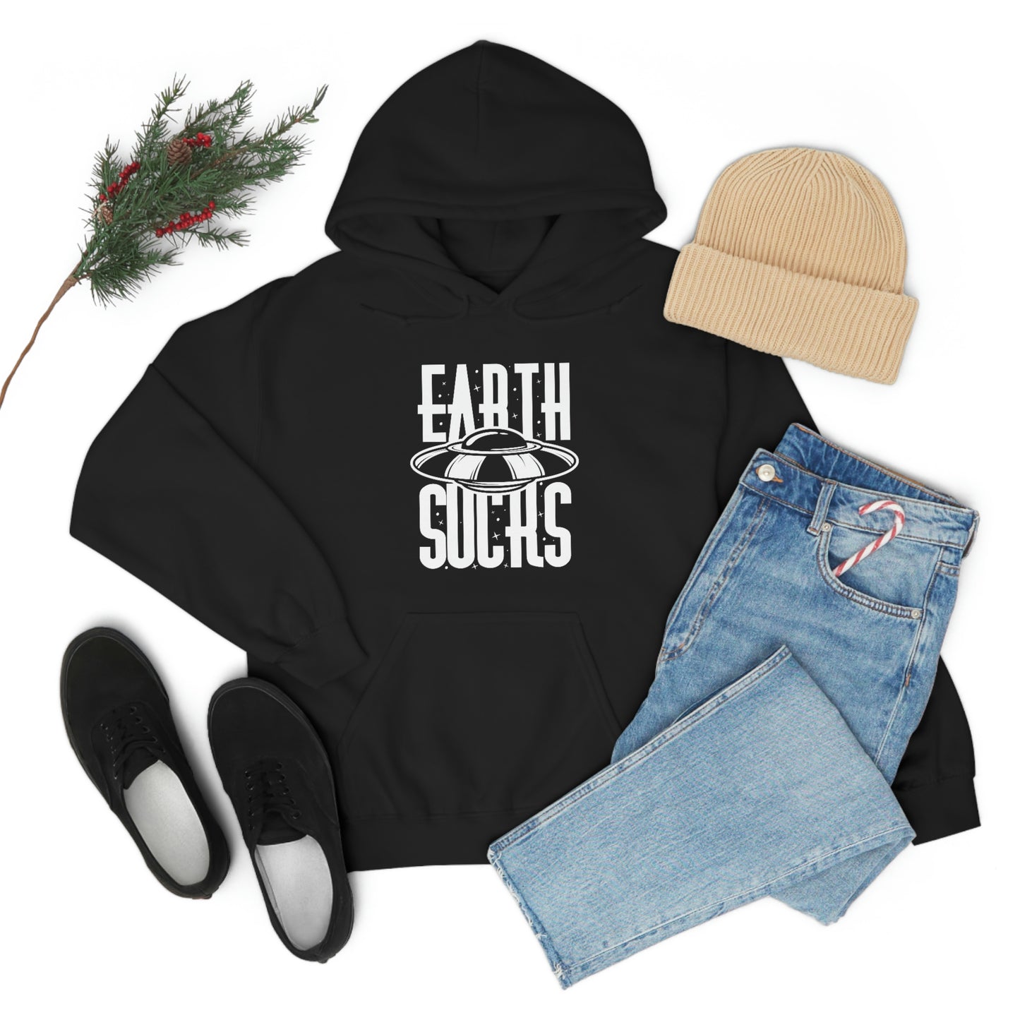 Earth Sucks White Font Unisex Heavy Blend™ Hooded Sweatshirt