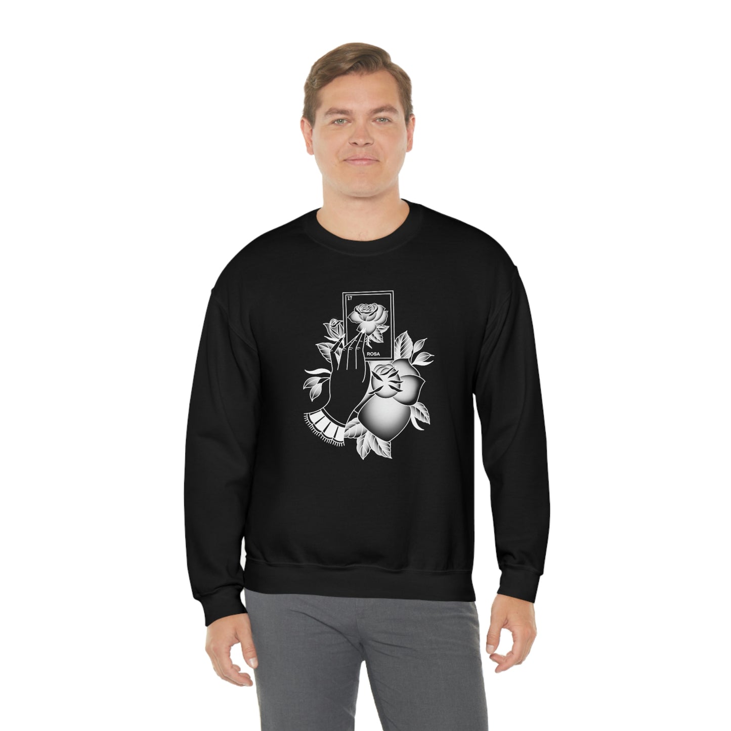 Rosa Card Shaded White unisex heavy blend crewneck sweatshirt