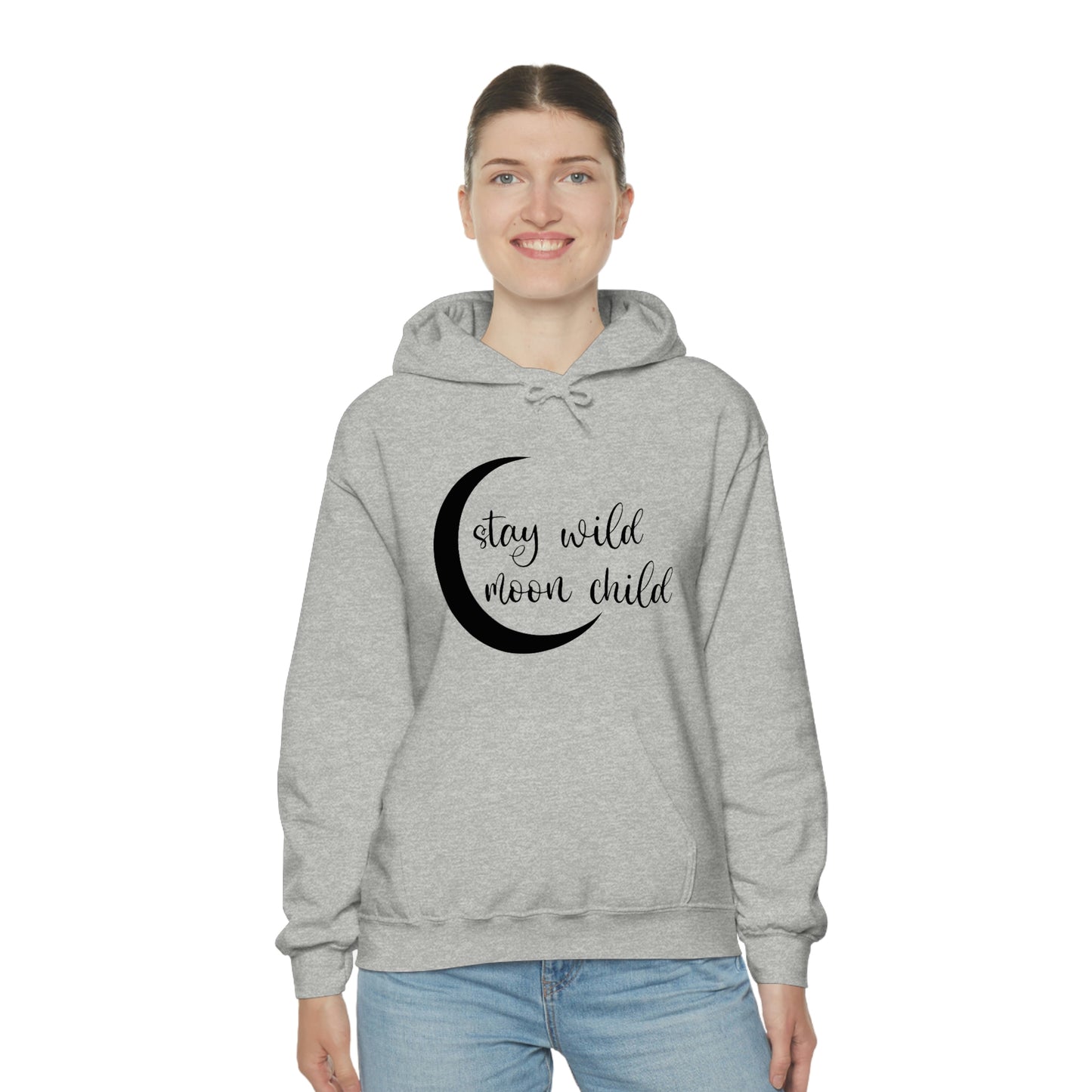 Stay Wild Moon Child Black Font Unisex Heavy Blend™ Hooded Sweatshirt