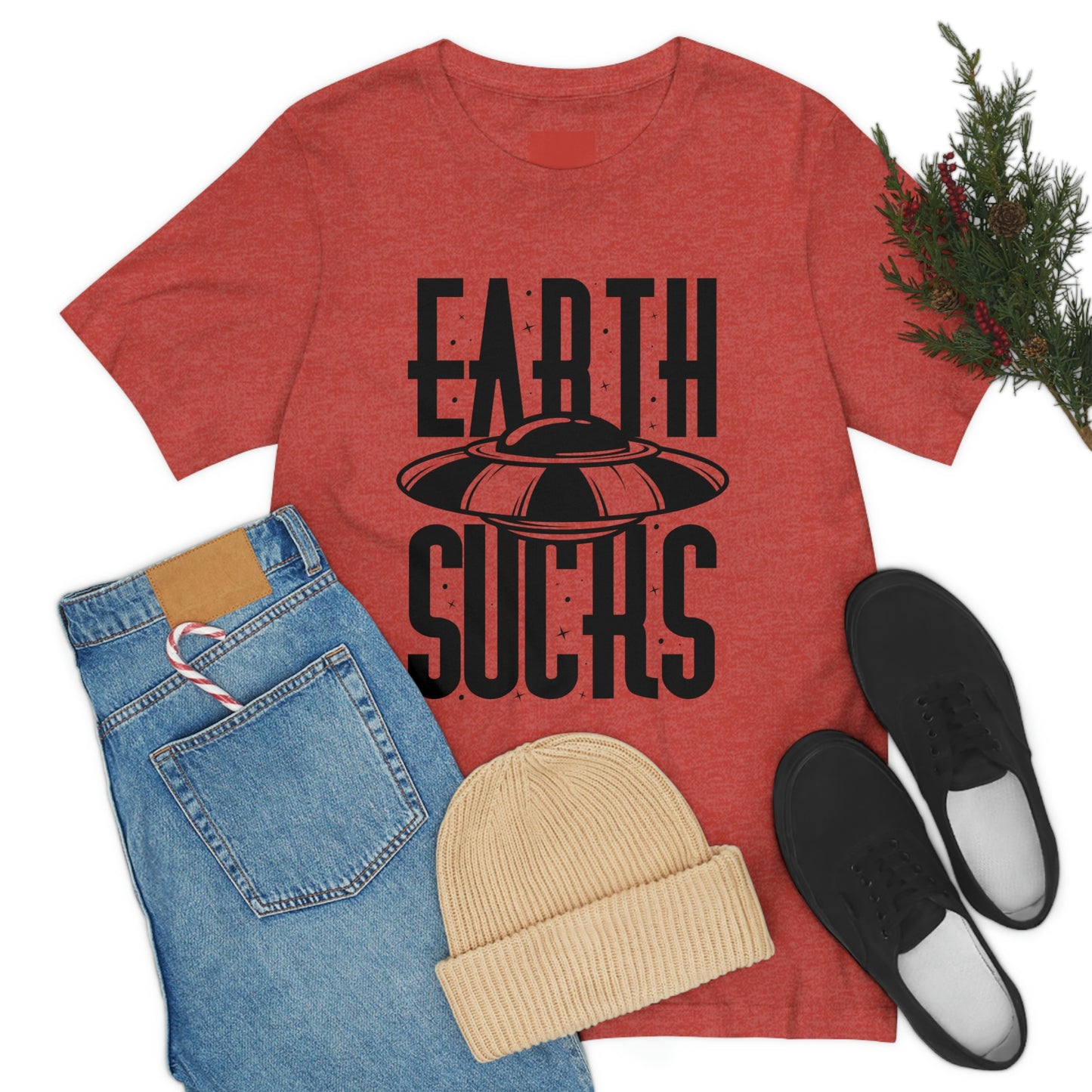 Earth Sucks Black Font Unisex Jersey Short Sleeve Tee