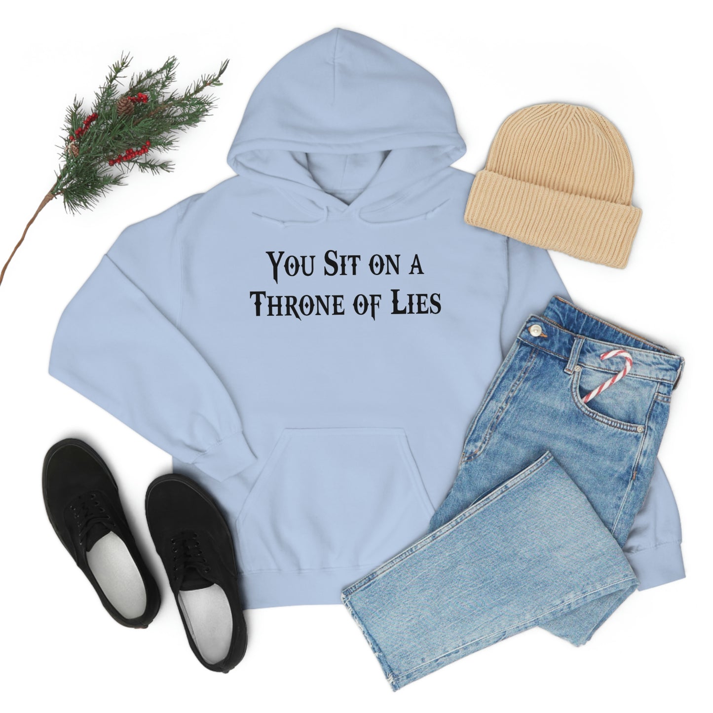 You Sit on A Throne of Lies Black Font Unisex Heavy Blend™ Hooded Sweatshirt