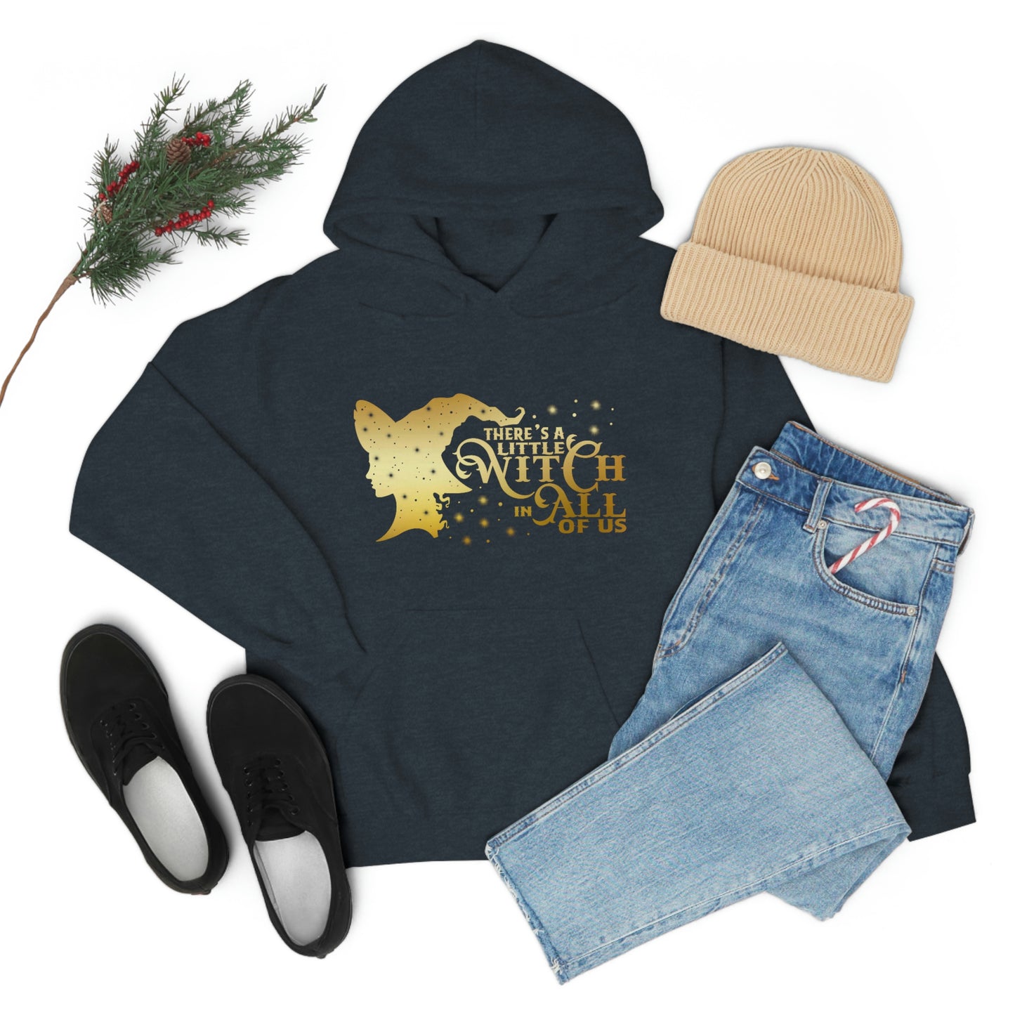 Witch In All of Us Gold Font Unisex Heavy Blend™ Hooded Sweatshirt