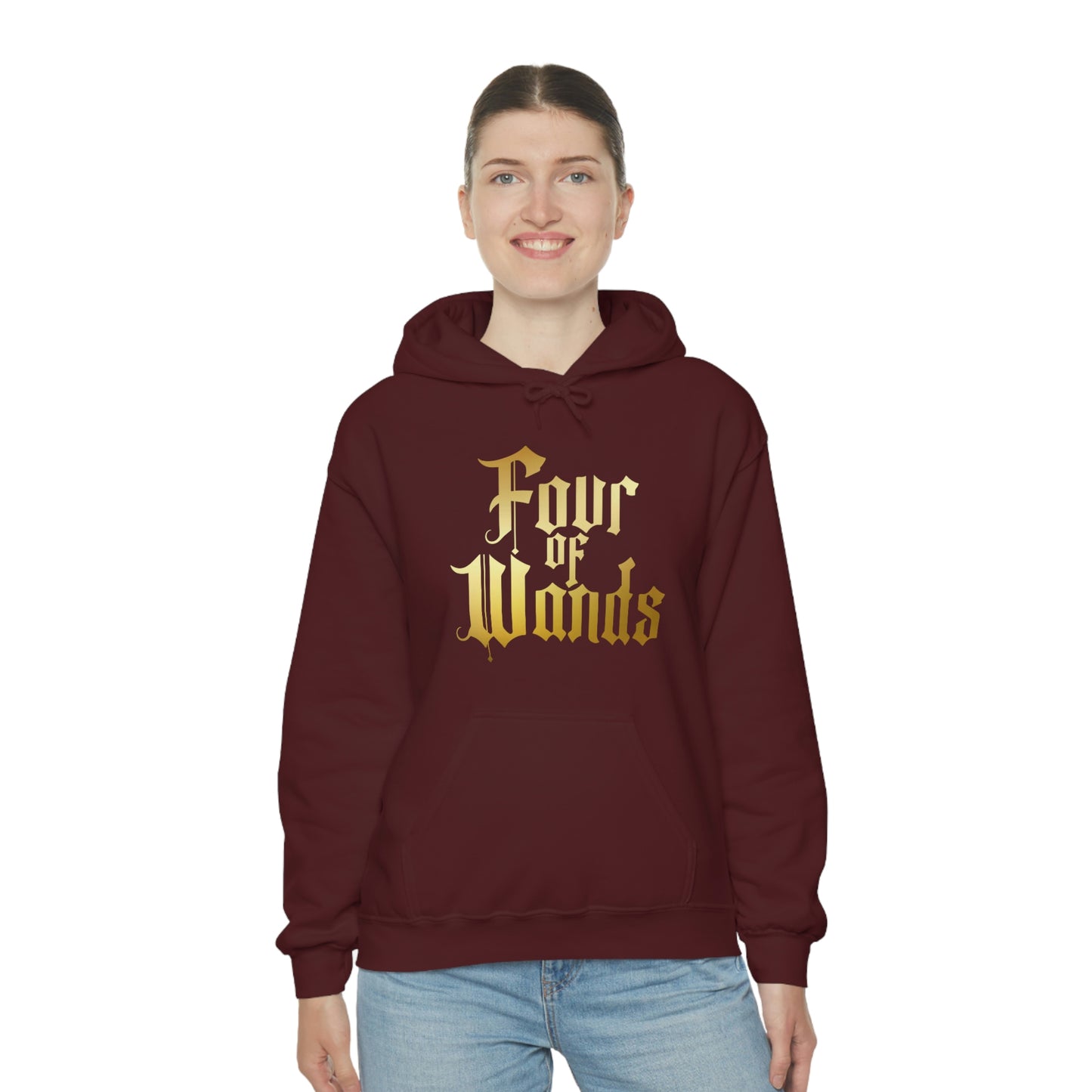 Four of Wands Gold Logo Unisex Heavy Blend™ Hooded Sweatshirt