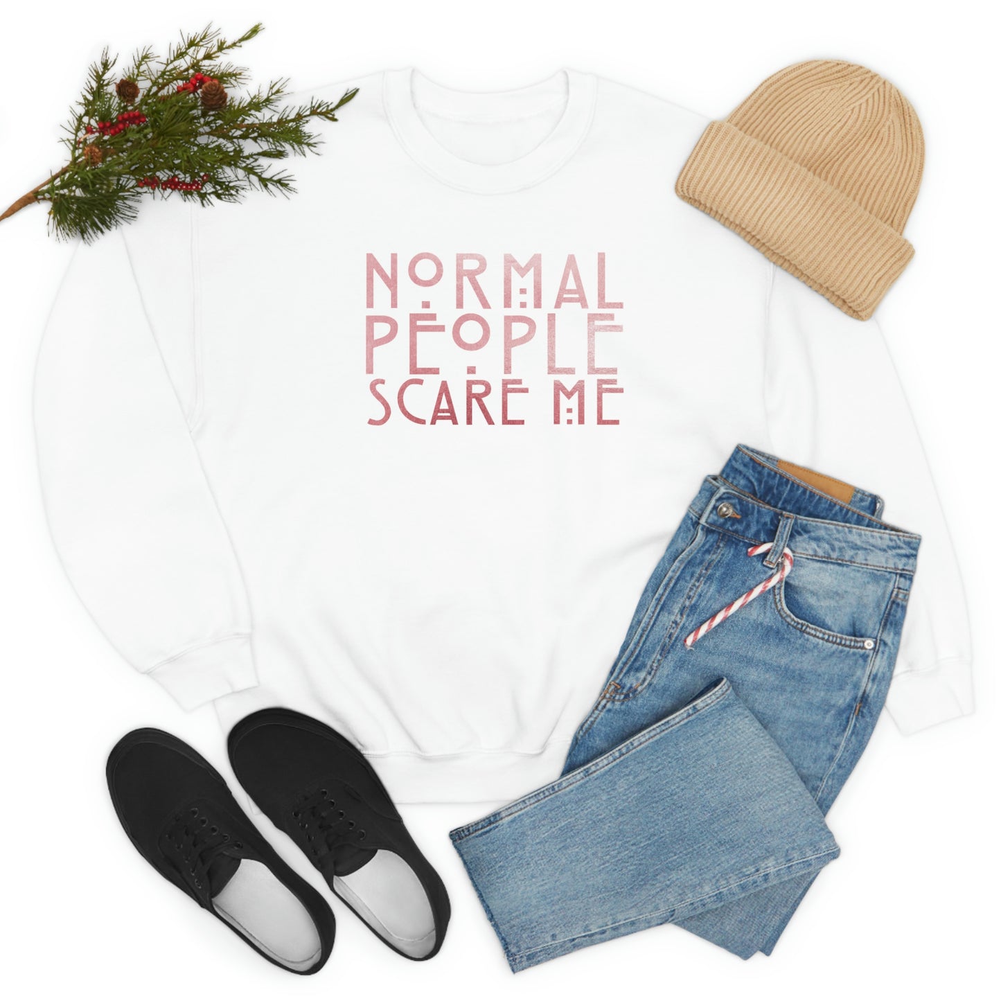 Normal People Scare Me Pink unisex heavy blend crewneck sweatshirt