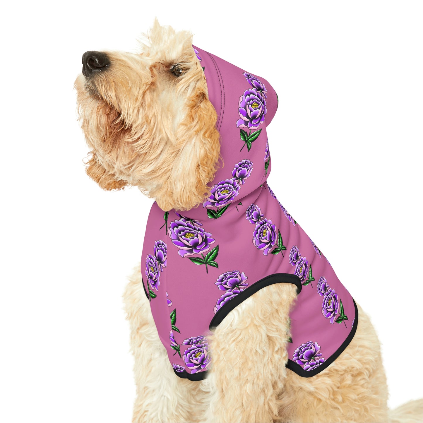 Flower Pattern Lt Pink Dog Hoodie