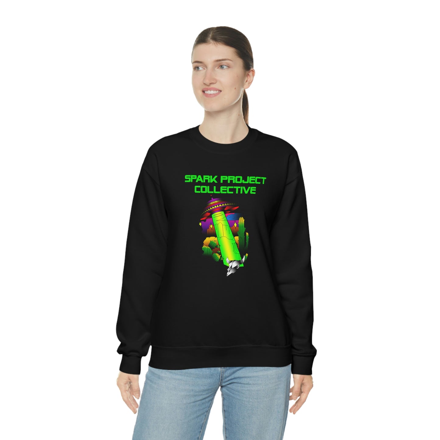 UFO Spark Green Font unisex heavy blend crewneck sweatshirt