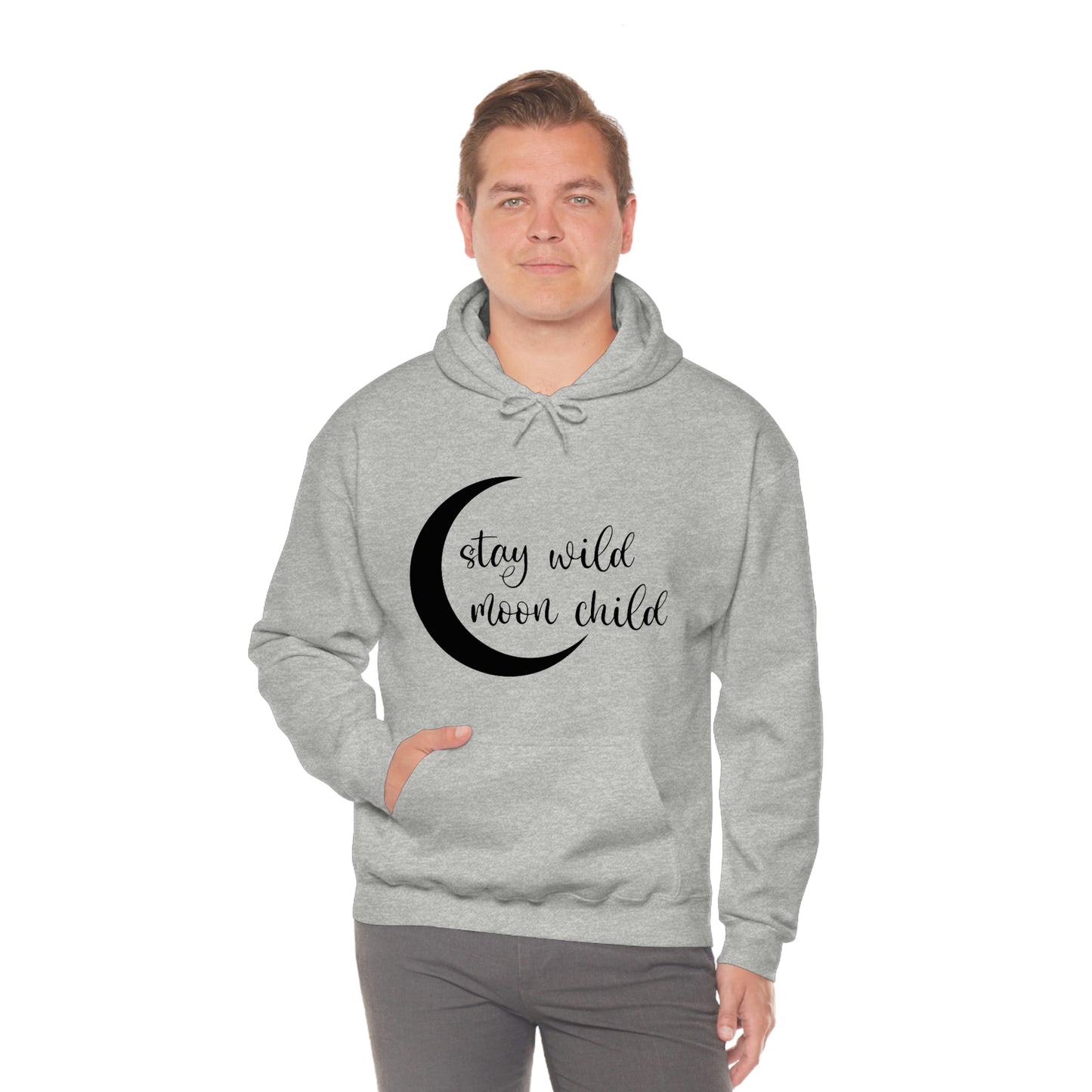 Stay Wild Moon Child Black Font Unisex Heavy Blend™ Hooded Sweatshirt