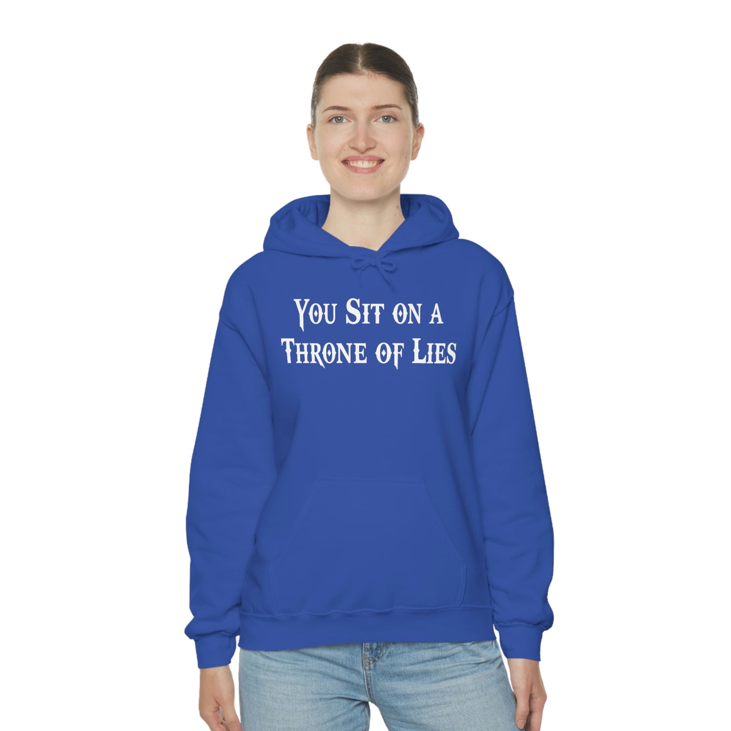 You Sit on A Throne of Lies White Font Unisex Heavy Blend™ Hooded Sweatshirt