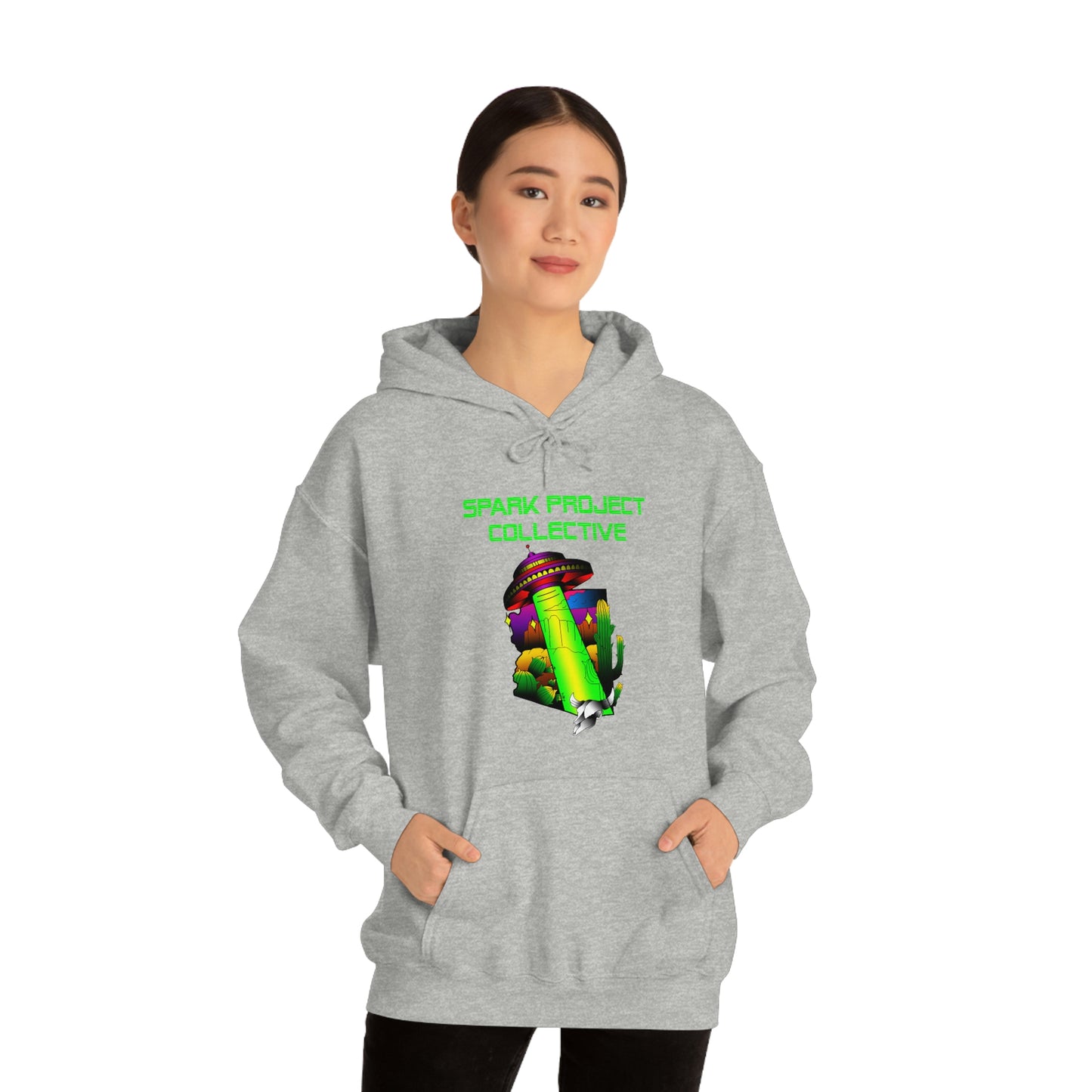 UFO Spark Green Font Unisex Heavy Blend™ Hooded Sweatshirt