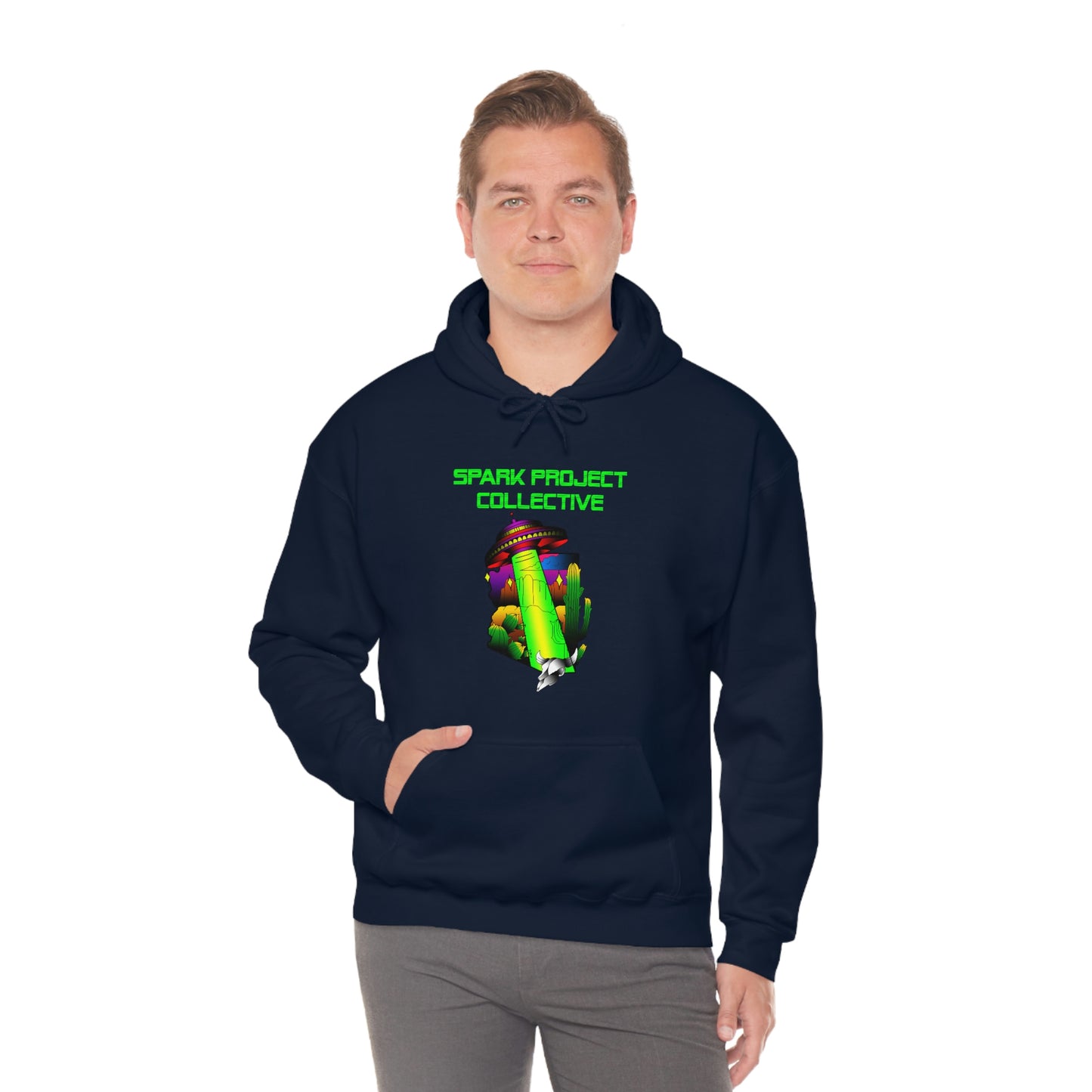 UFO Spark Green Font Unisex Heavy Blend™ Hooded Sweatshirt