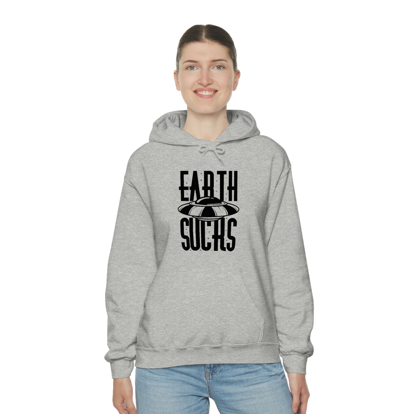 Earth Sucks Black Font Unisex Heavy Blend™ Hooded Sweatshirt