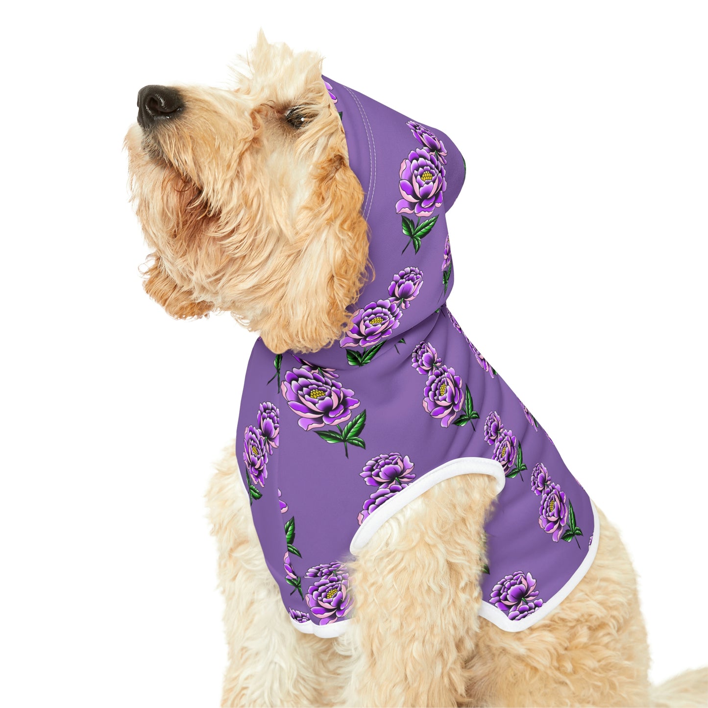 Flower Pattern Purple Dog Hoodie