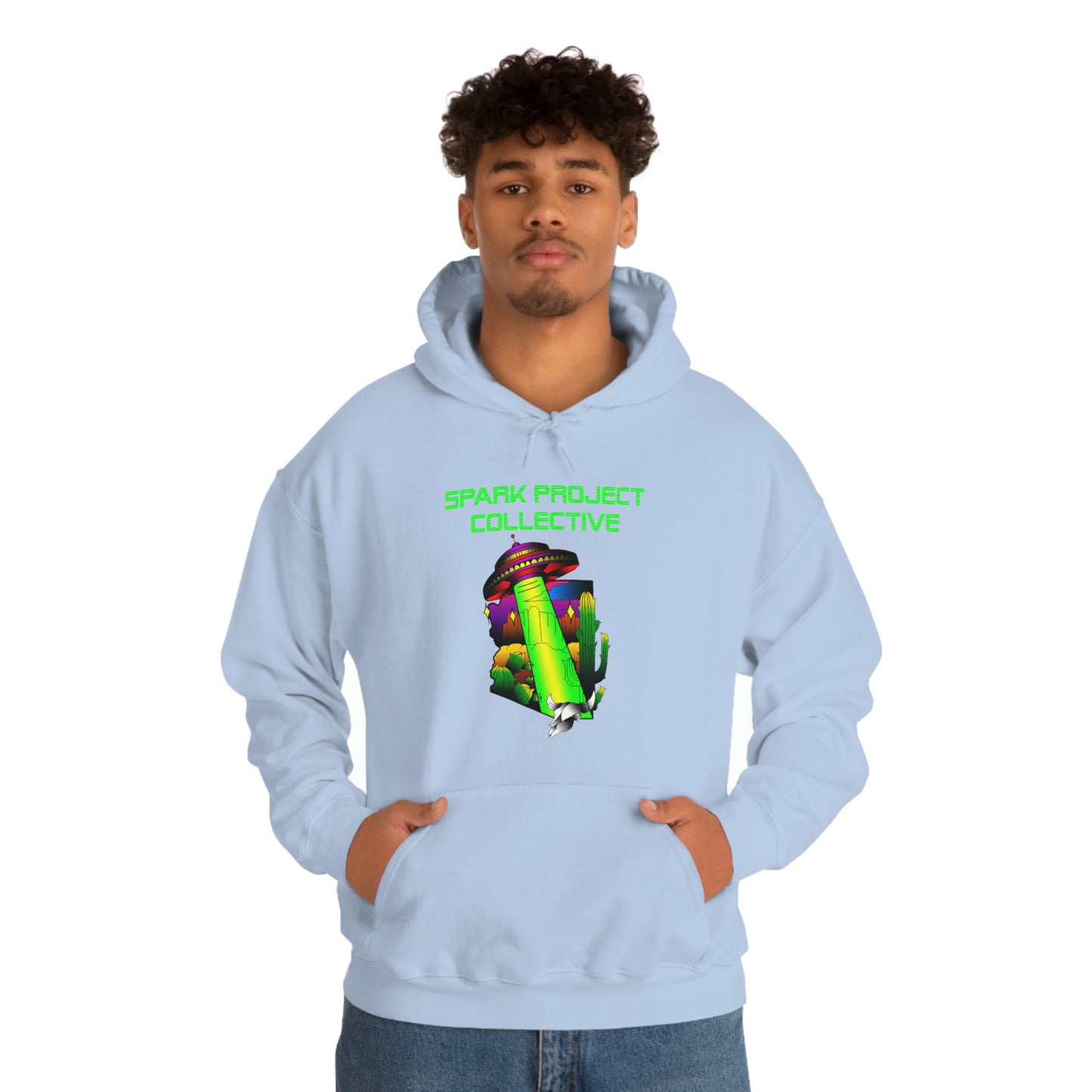 UFO Spark Green Font Unisex Heavy Blend™ Hooded Sweatshirt