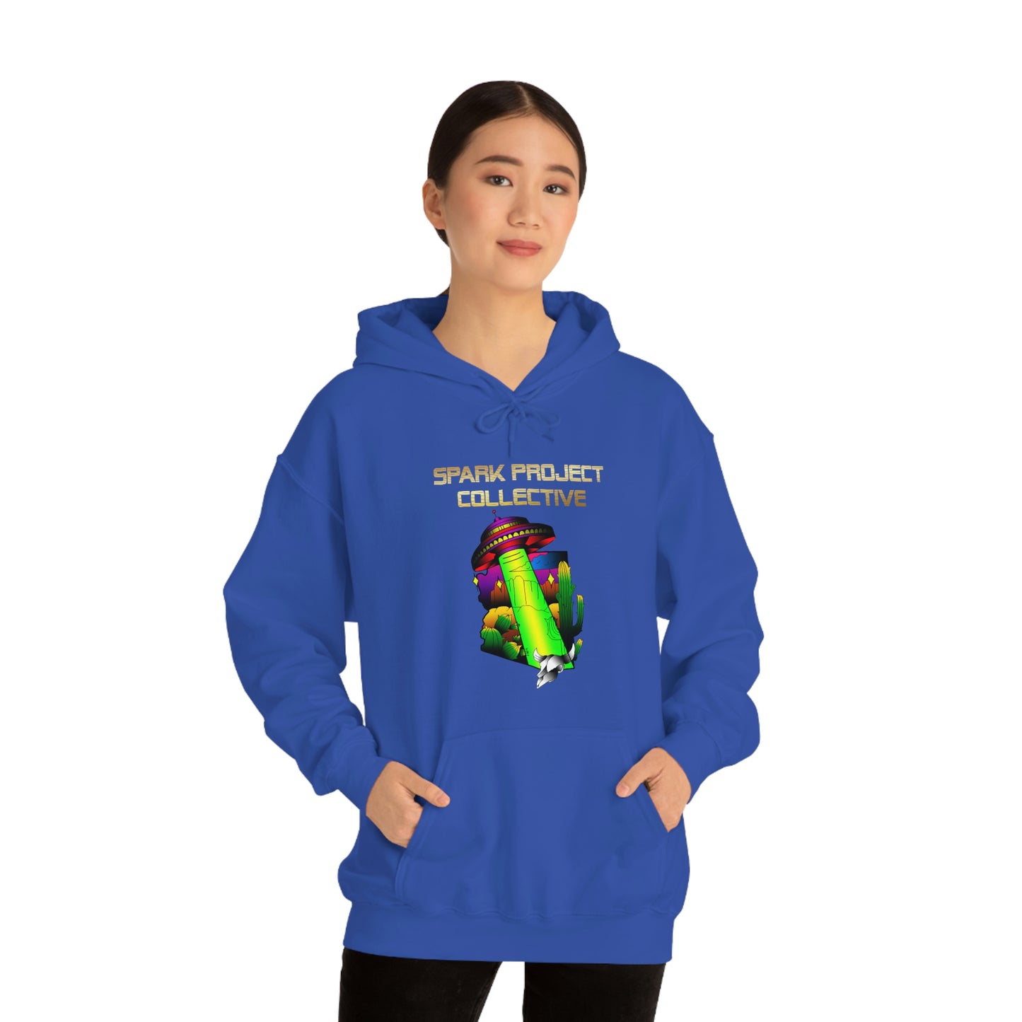 UFO Spark Gold Font Unisex Heavy Blend™ Hooded Sweatshirt