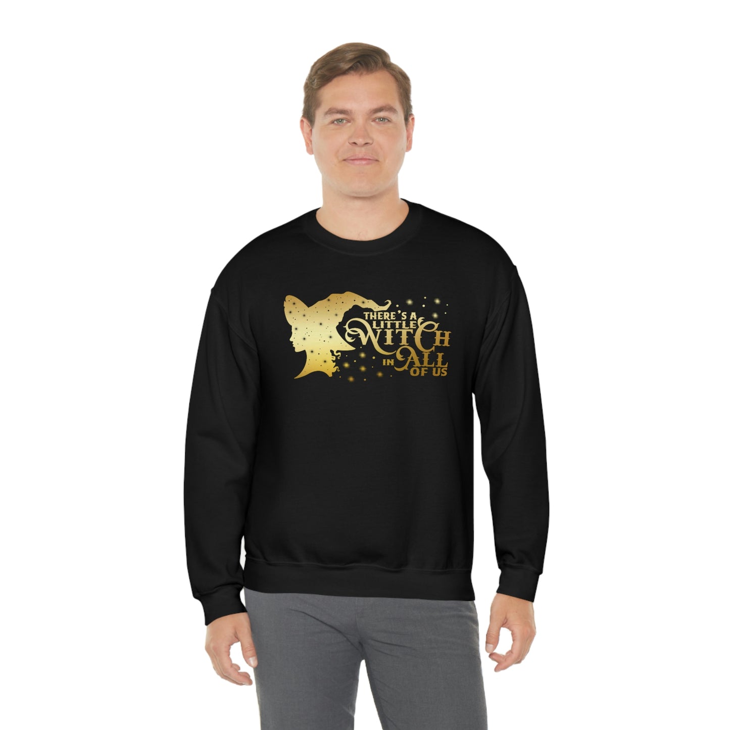 Witch In All of Us Gold Font Black unisex heavy blend crewneck sweatshirt