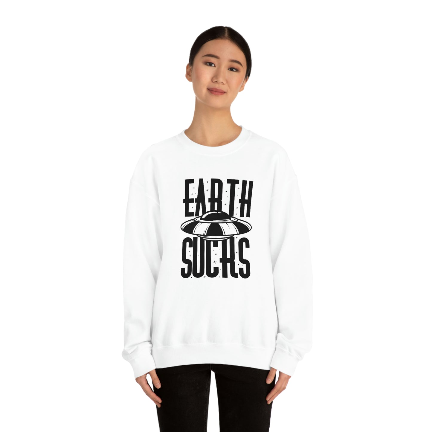 Earth Sucks Black Font unisex heavy blend crewneck sweatshirt