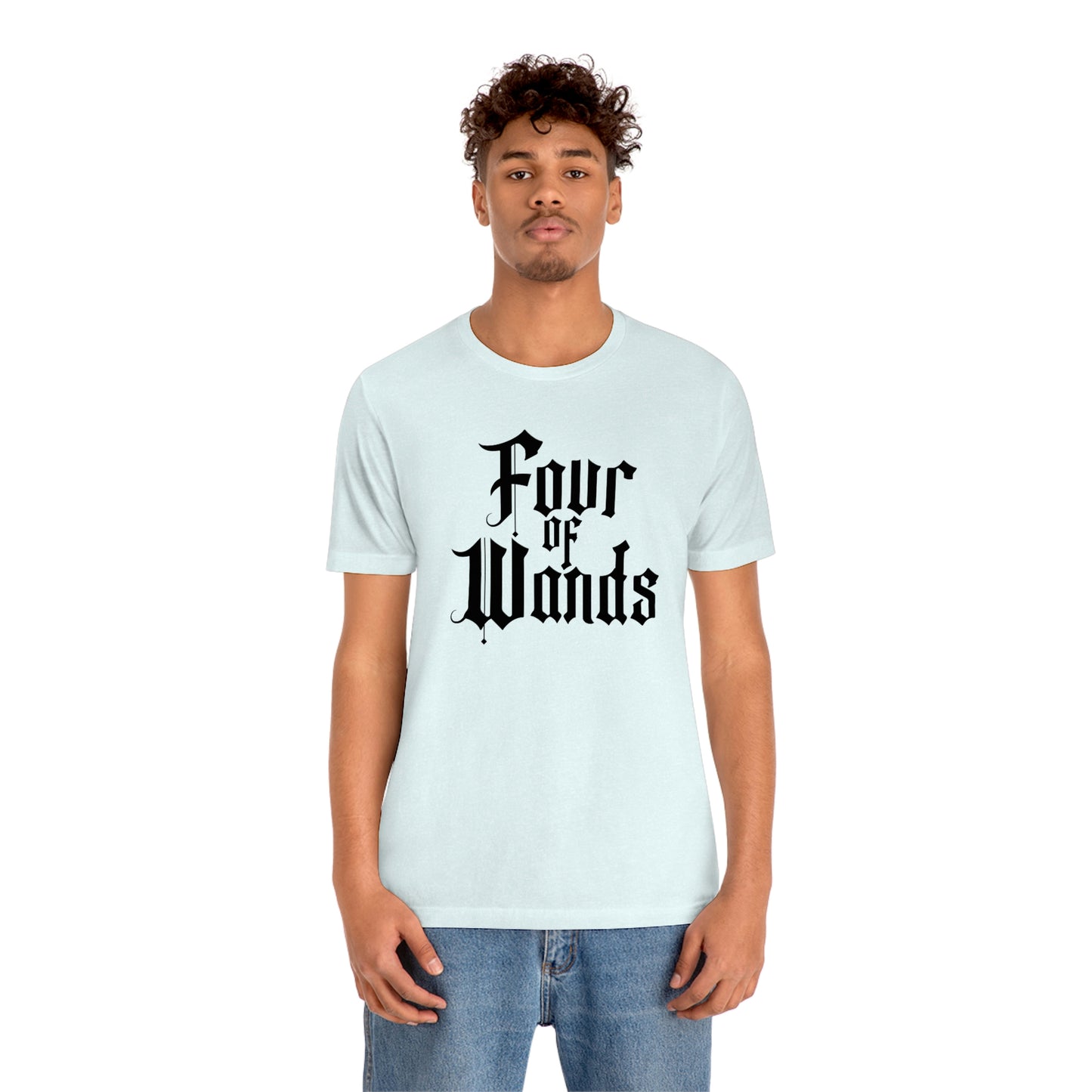 Four of Wands Black Logo Unisex Jersey Short Sleeve Tee