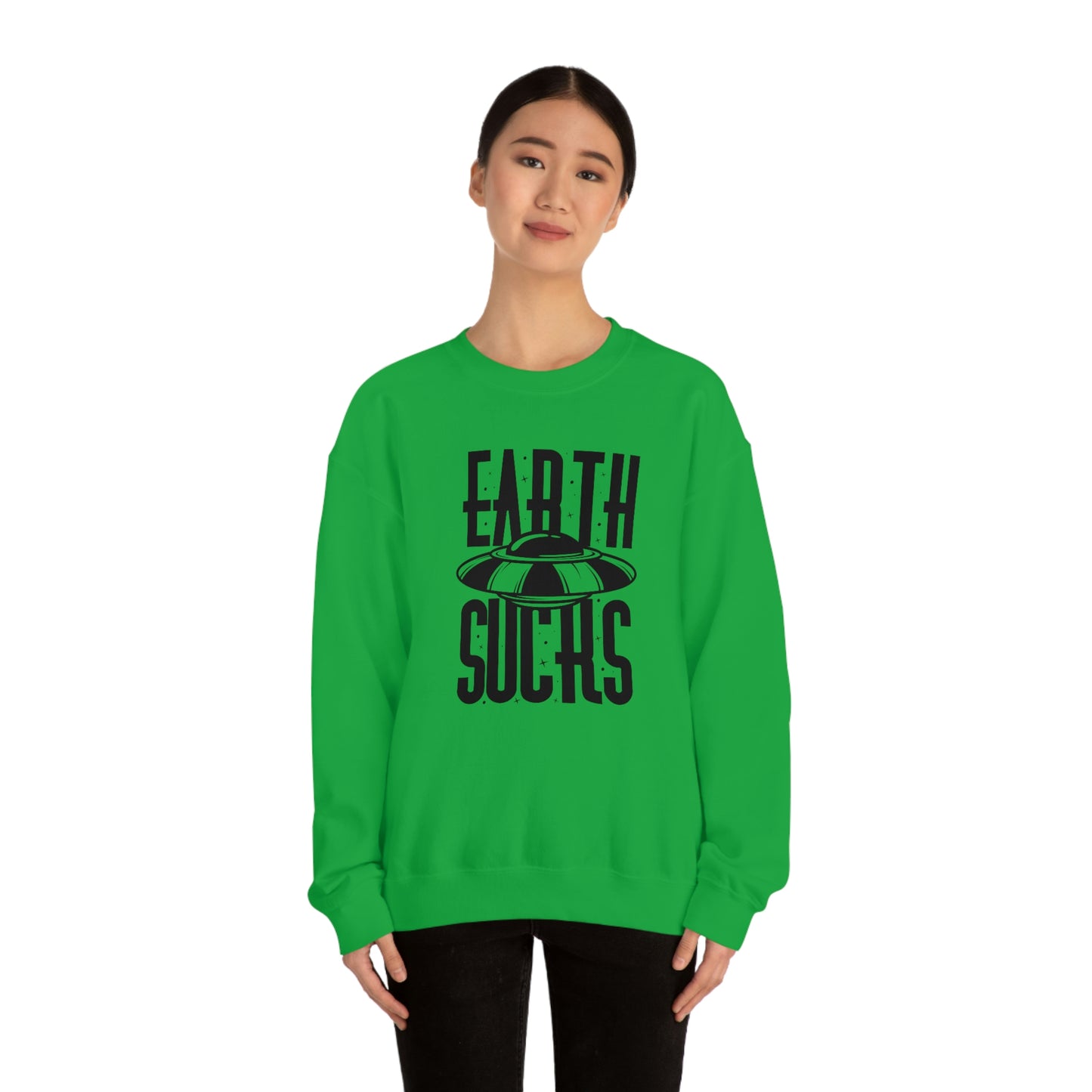 Earth Sucks Black Font unisex heavy blend crewneck sweatshirt