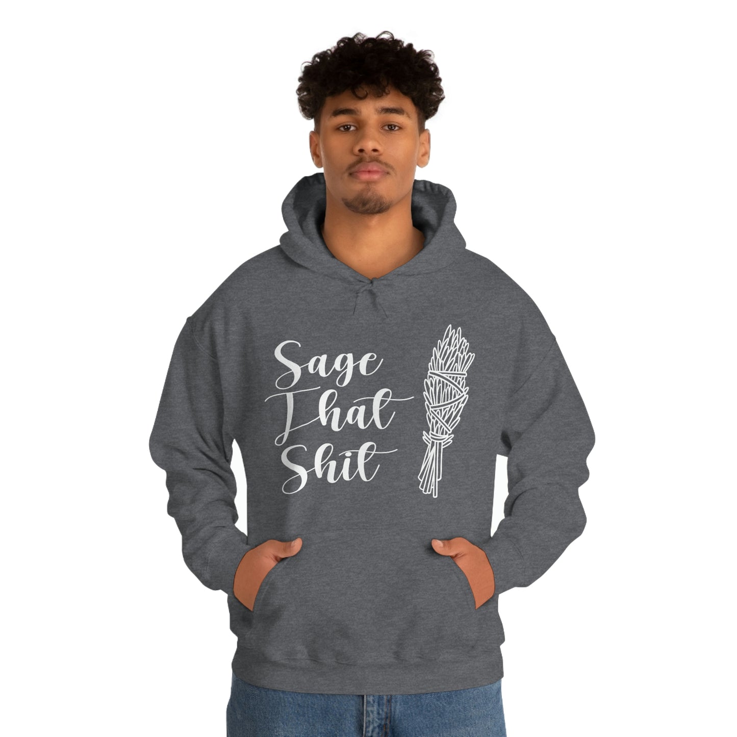 Sage That White Font Unisex Heavy Blend™ Hooded Sweatshirt