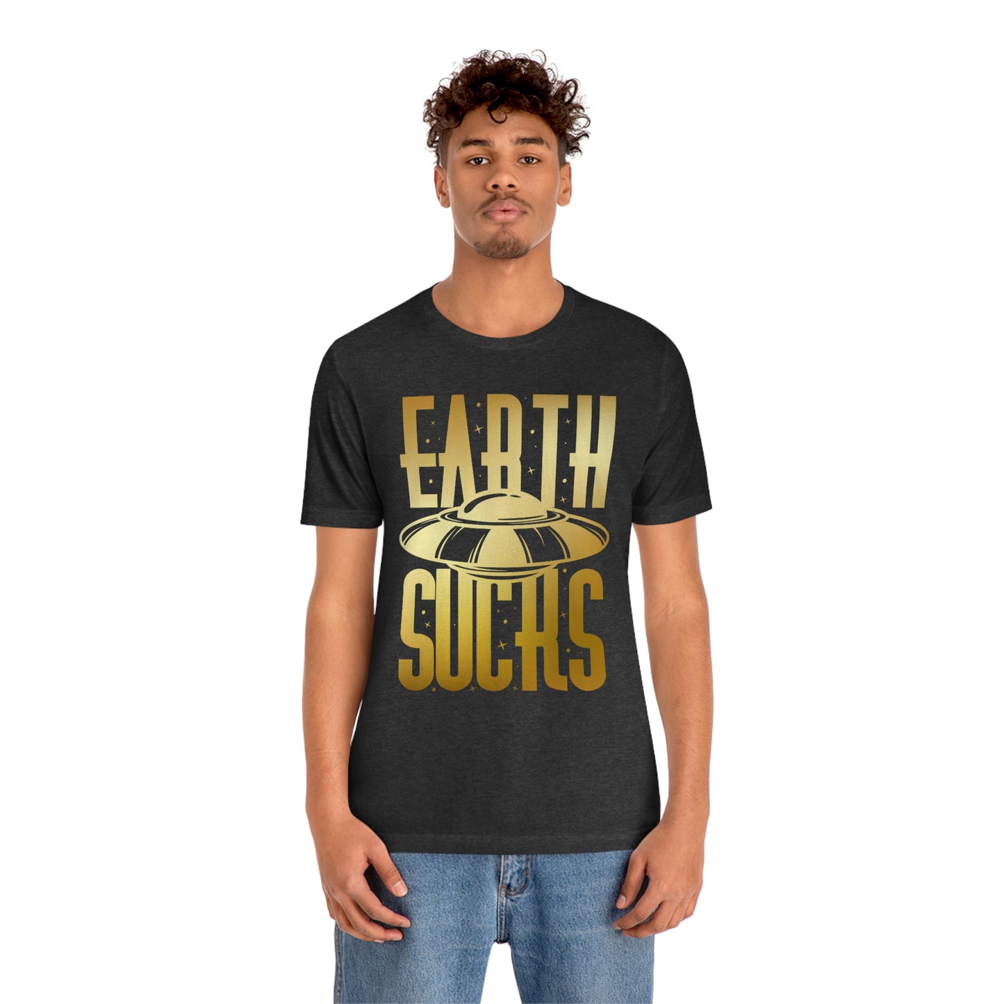 Earth Sucks Gold Font Unisex Jersey Short Sleeve Tee