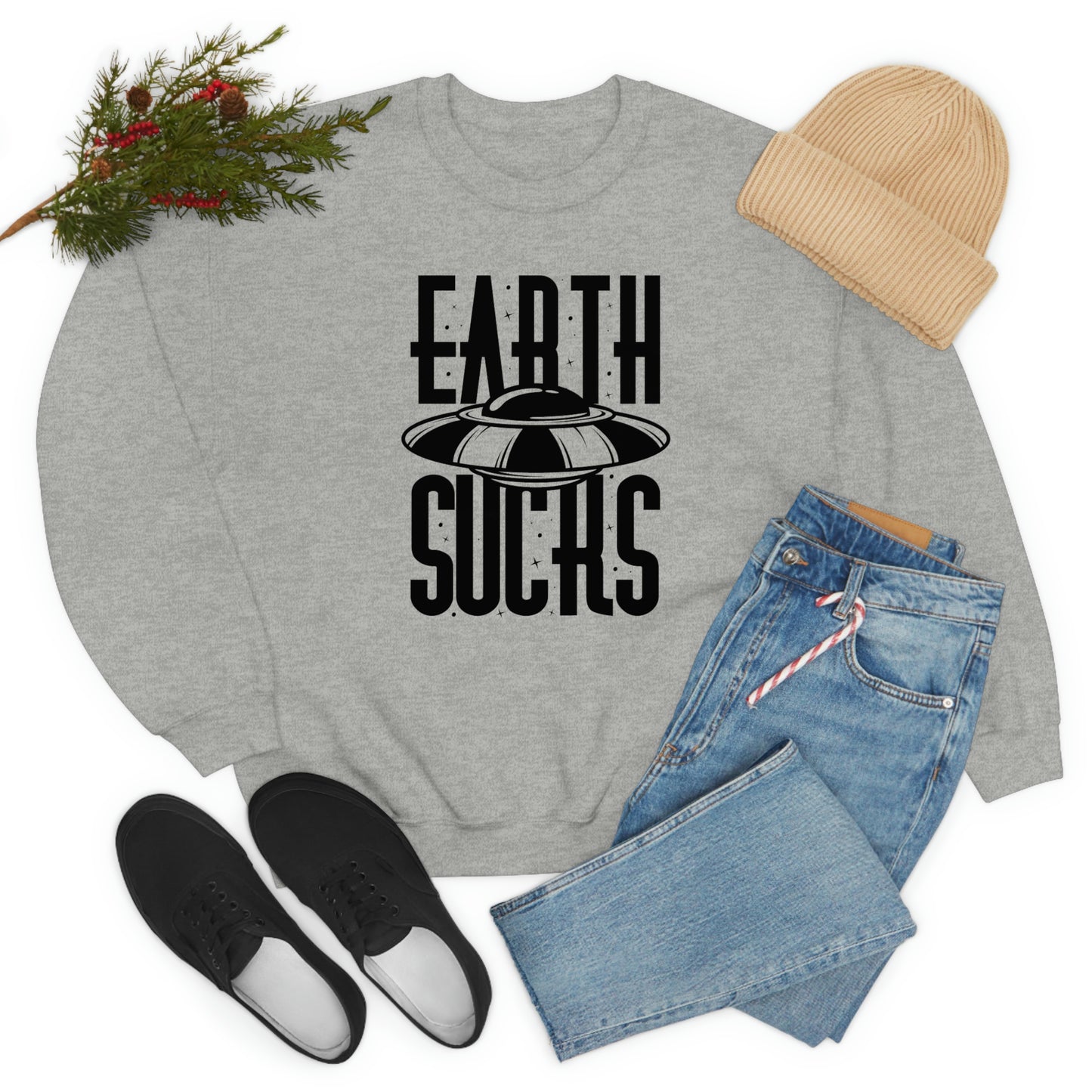 Earth Sucks Black Font unisex heavy blend crewneck sweatshirt