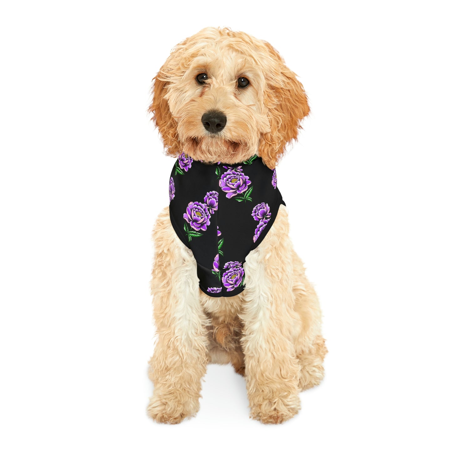 Flower Pattern Black Dog Hoodie