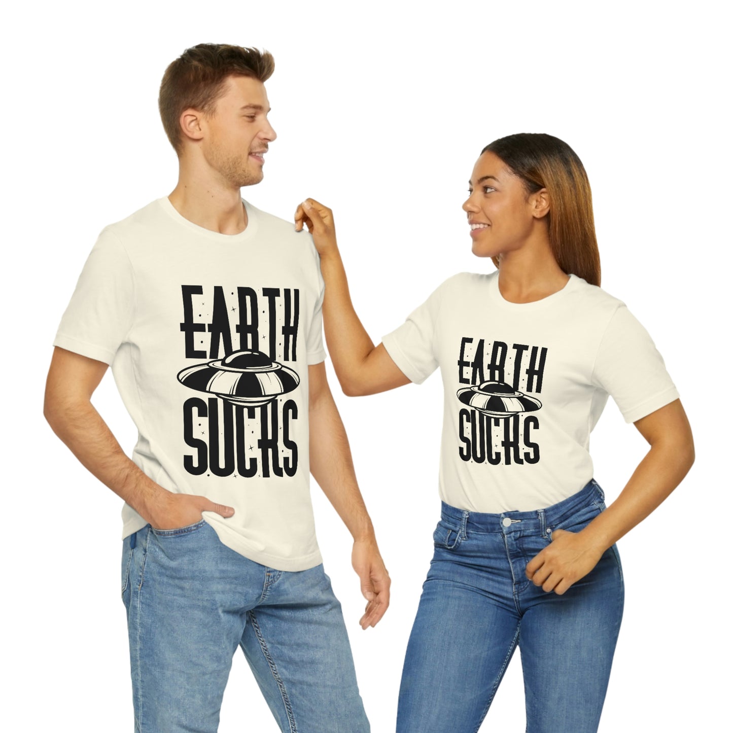 Earth Sucks Black Font Unisex Jersey Short Sleeve Tee