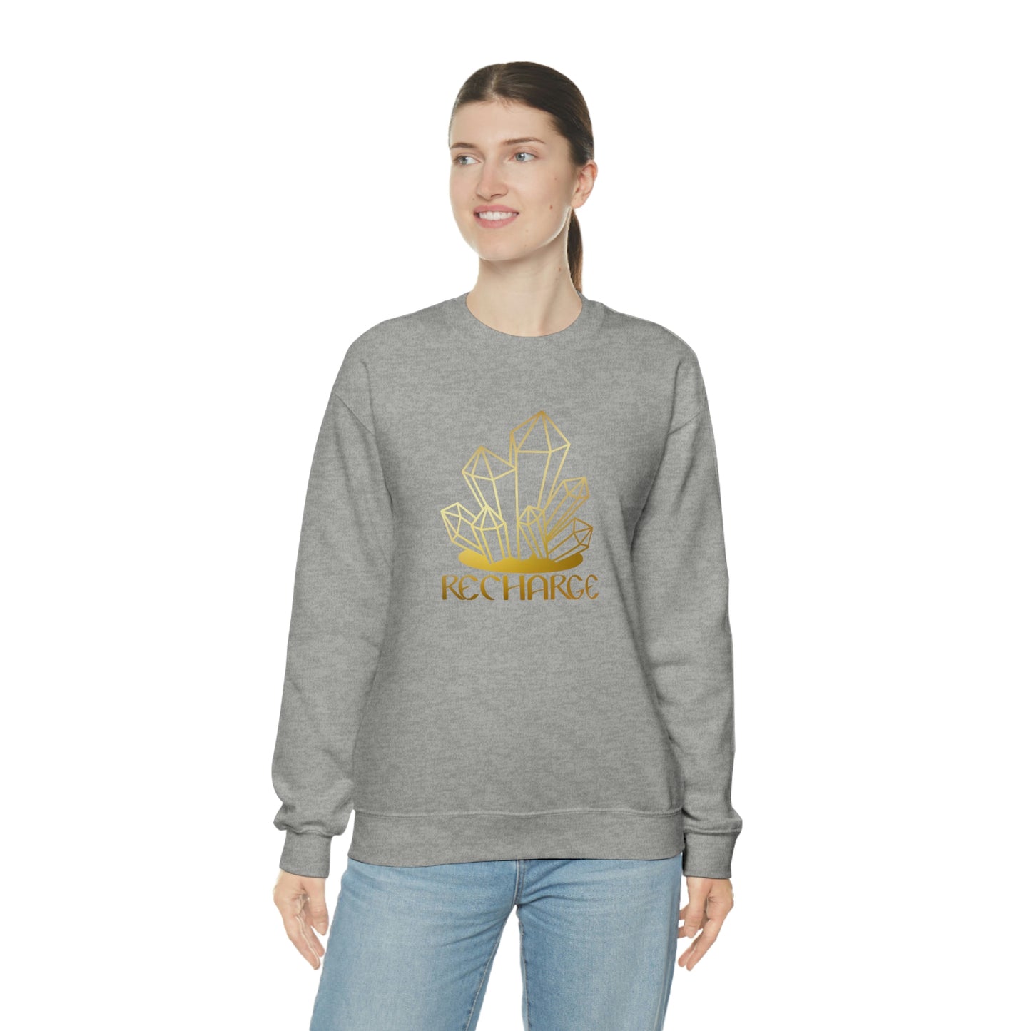 Recharge Gold Font Black unisex heavy blend crewneck sweatshirt