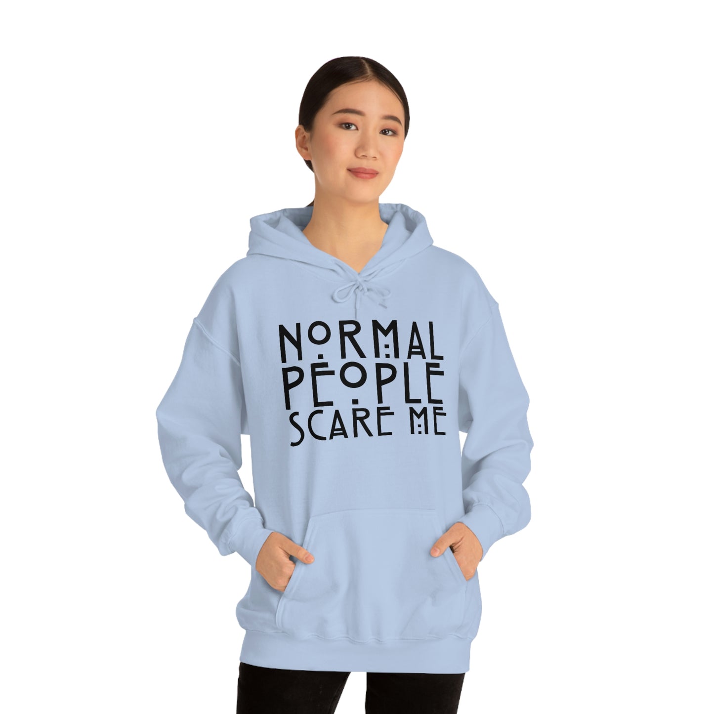 Normal People Scare Me Black Font Unisex Heavy Blend™ Hooded Sweatshirt