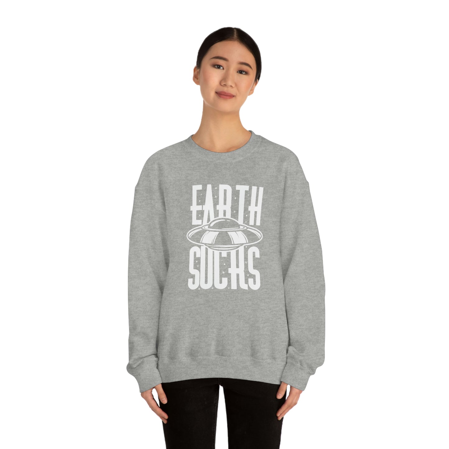 Earth Sucks White Font unisex heavy blend crewneck sweatshirt