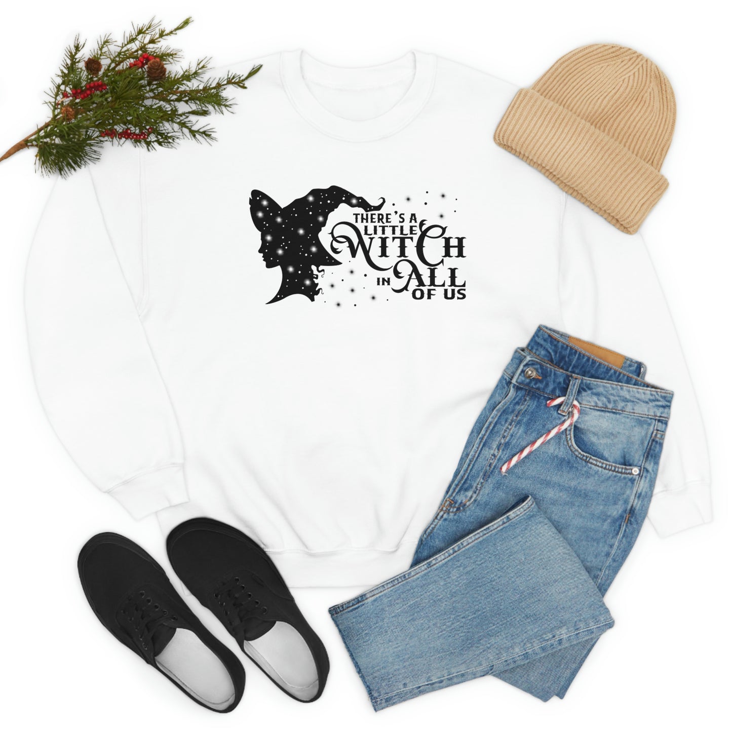 Witch in All of Us Black Font White unisex heavy blend crewneck sweatshirt