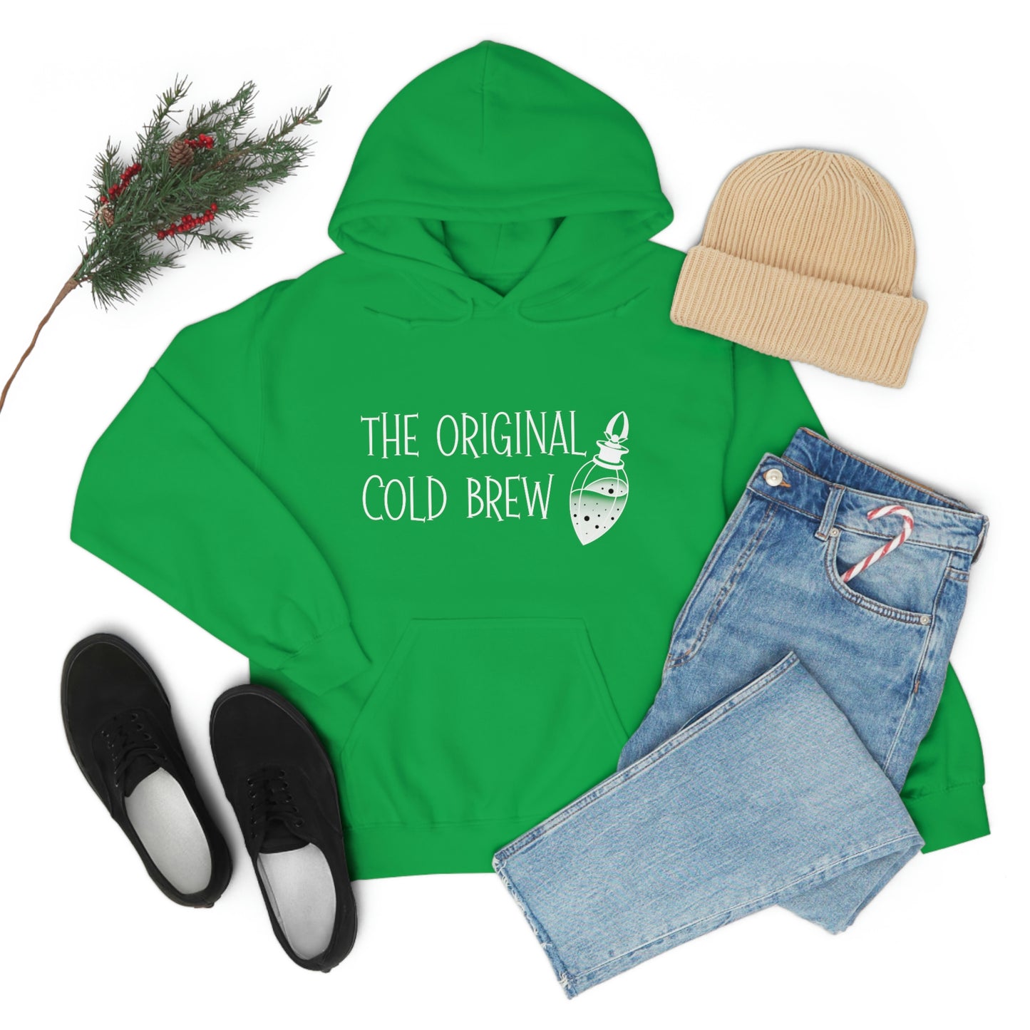 The Original Cold Brew White Font Unisex Heavy Blend™ Hooded Sweatshirt