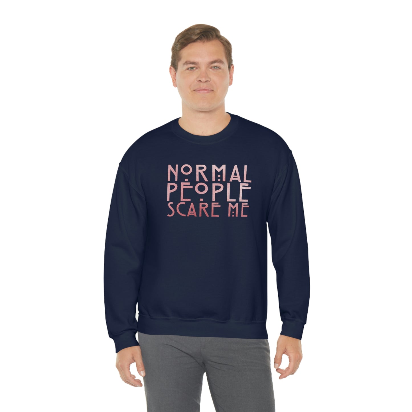 Normal People Scare Me Pink unisex heavy blend crewneck sweatshirt