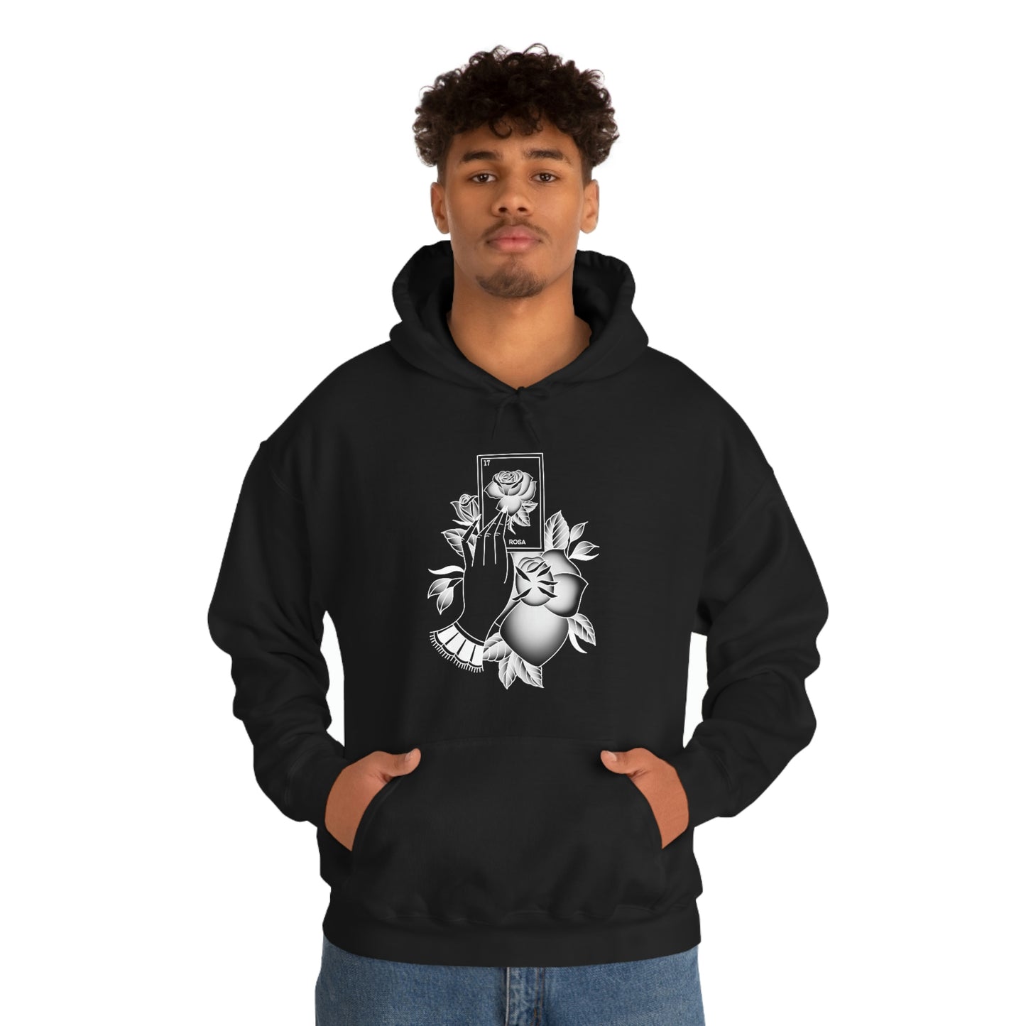 Rosa Card White Shaded Unisex Heavy Blend™ Hooded Sweatshirt