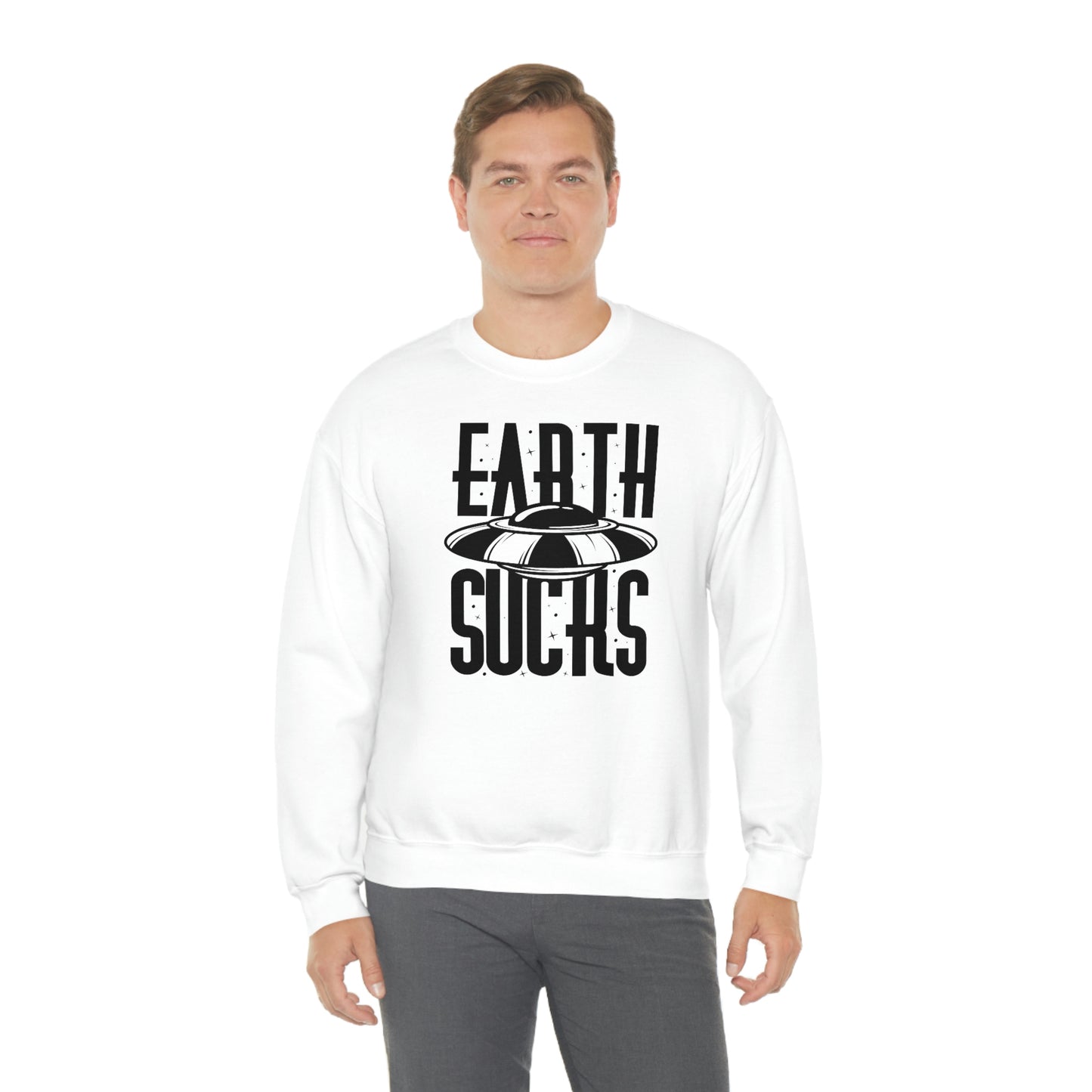 Earth Sucks Black Font unisex heavy blend crewneck sweatshirt