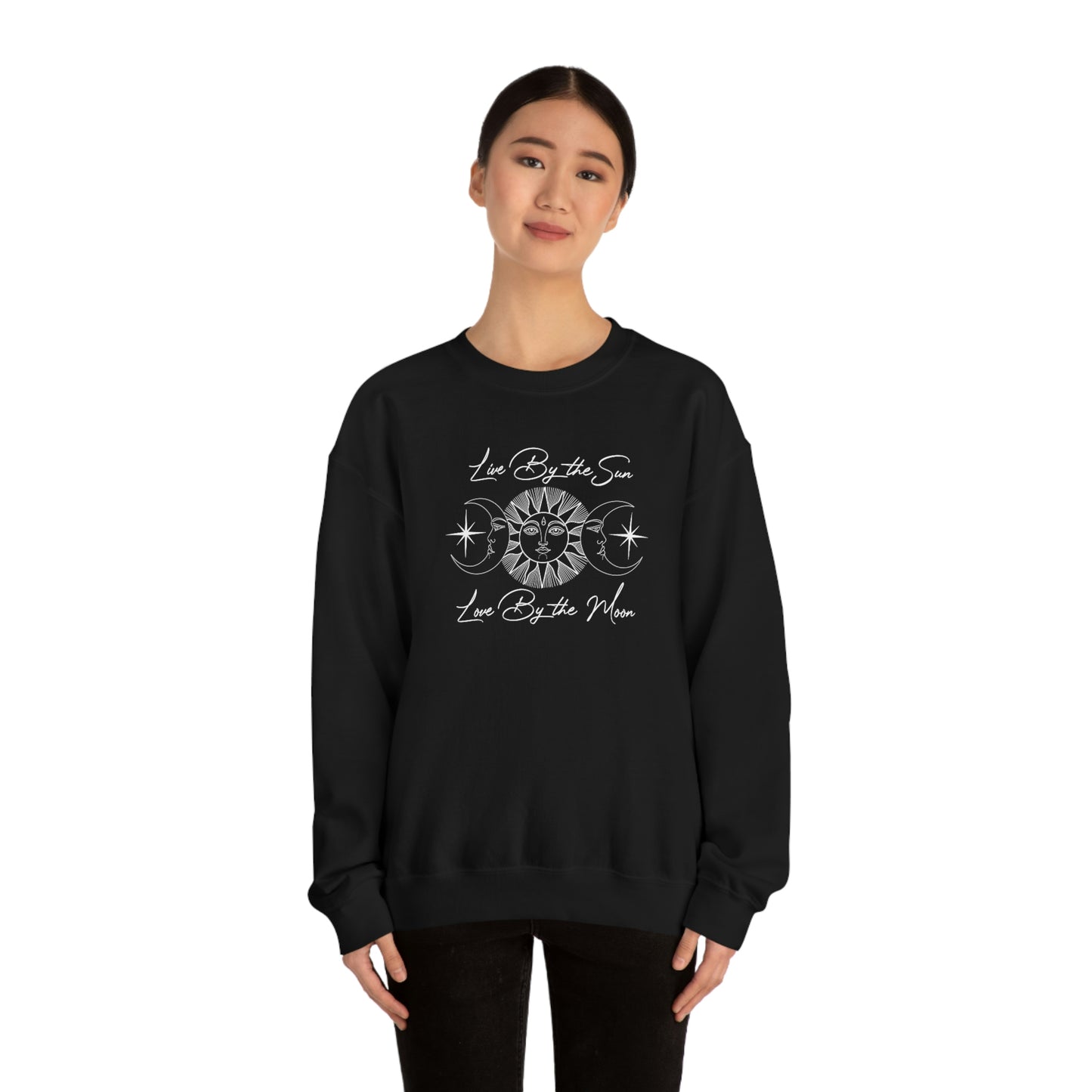 Live by The Sun White Font unisex heavy blend crewneck sweatshirt