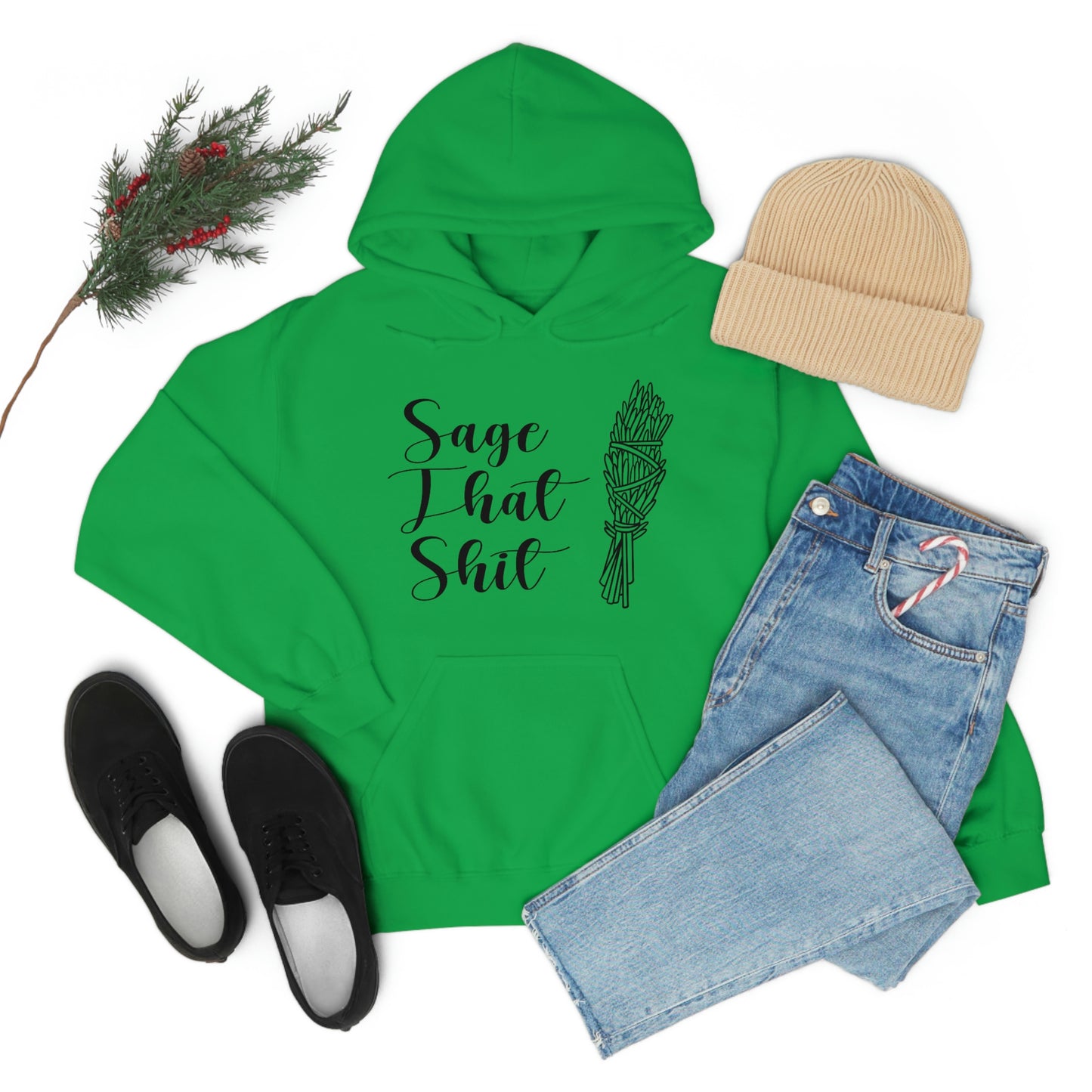 Sage That Black Font Unisex Heavy Blend™ Hooded Sweatshirt