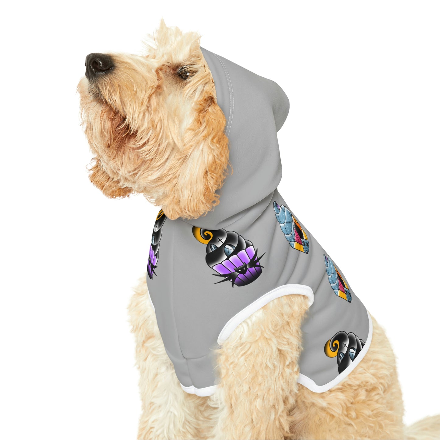 Jack and Sally Cupcake Grey Dog Hoodie