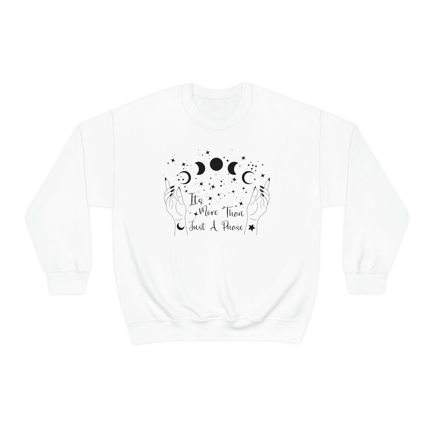 It's Not Just a Phase Black Font White unisex heavy blend crewneck sweatshirt