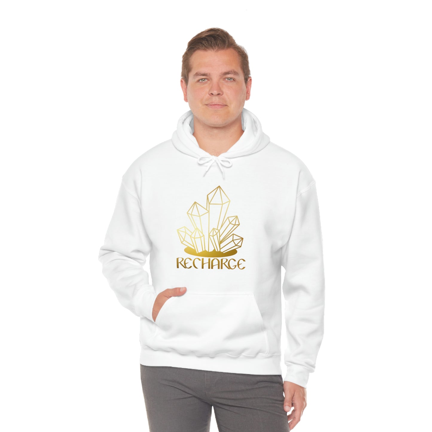 Recharge Gold Font Unisex Heavy Blend™ Hooded Sweatshirt