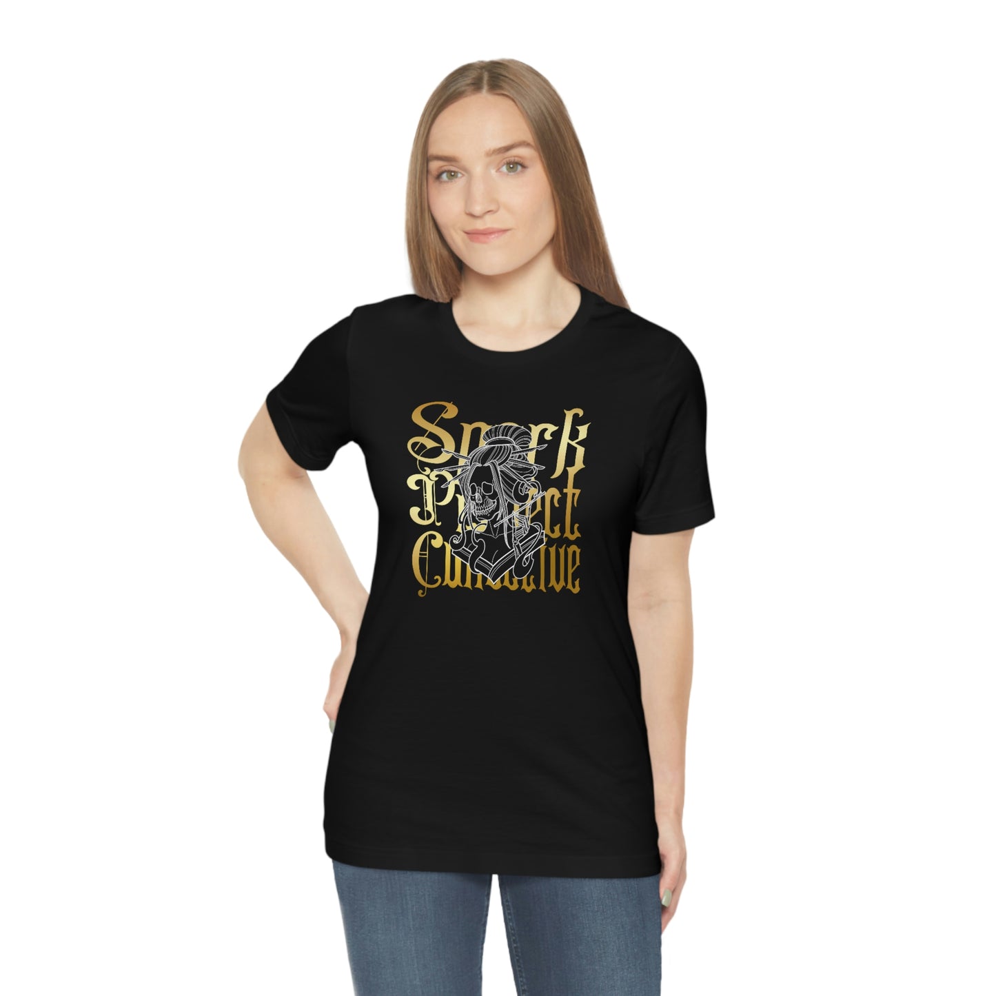 Japanese Spark Gold Font Unisex Jersey Short Sleeve Tee