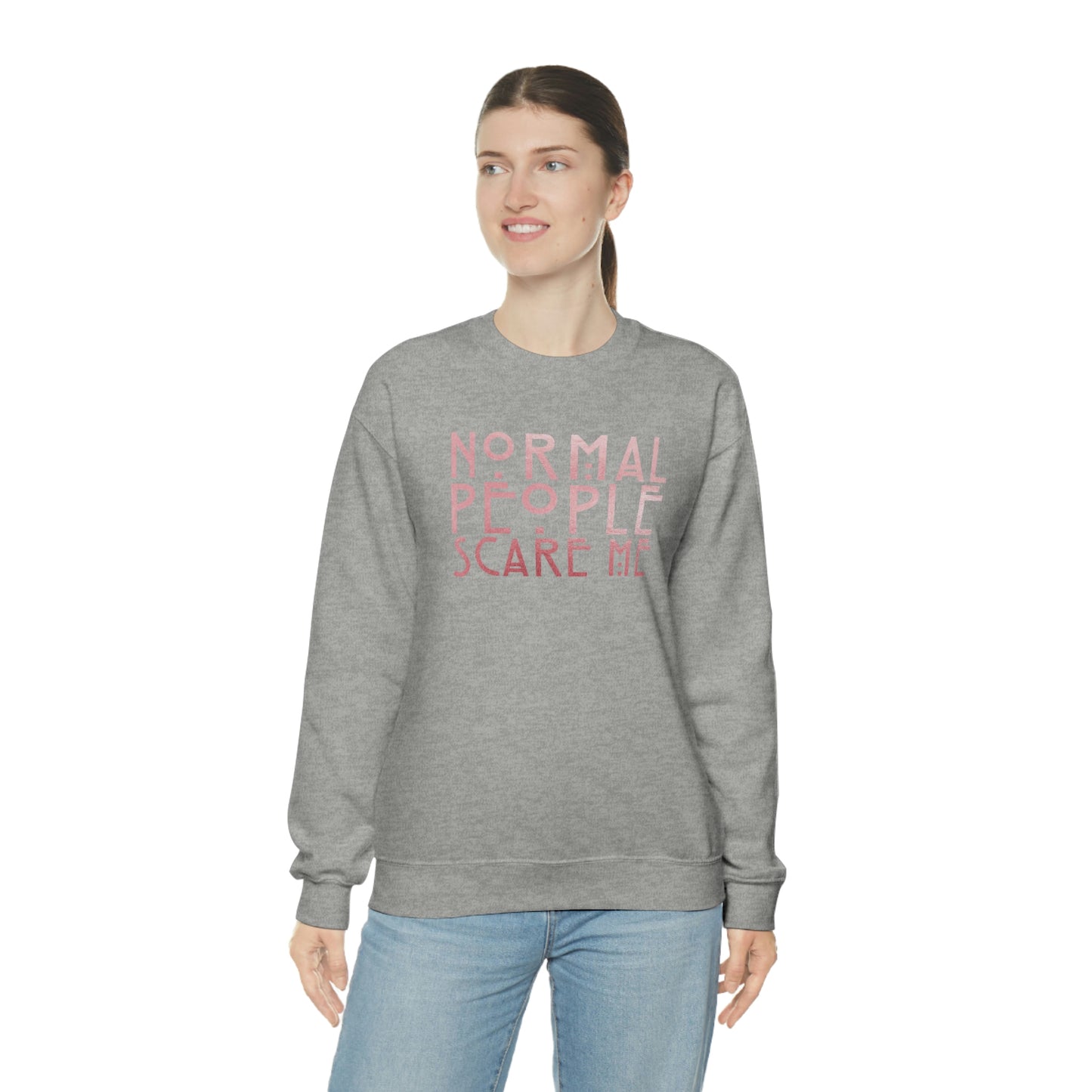 Normal People Scare Me Pink unisex heavy blend crewneck sweatshirt