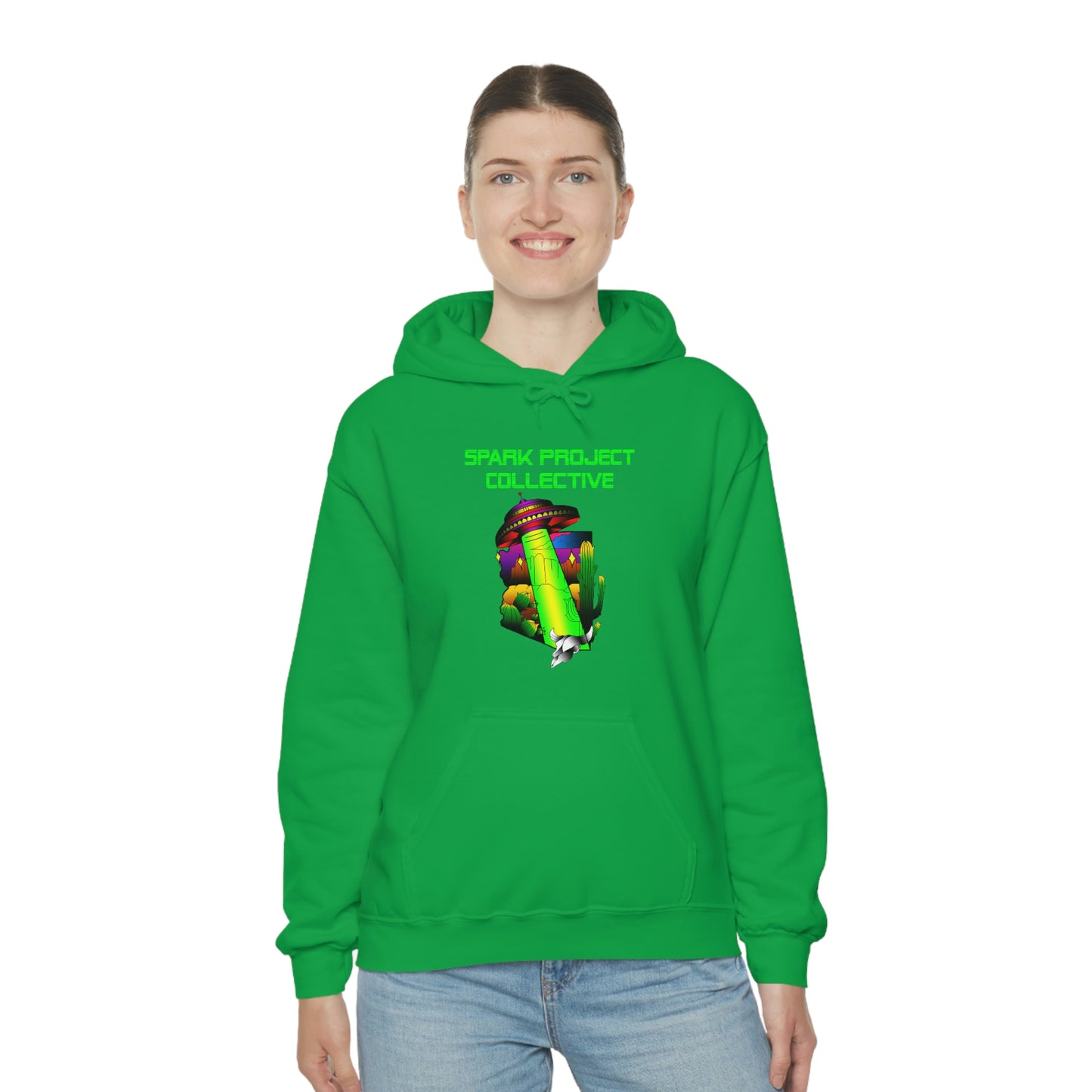 UFO Spark Green Font Unisex Heavy Blend™ Hooded Sweatshirt