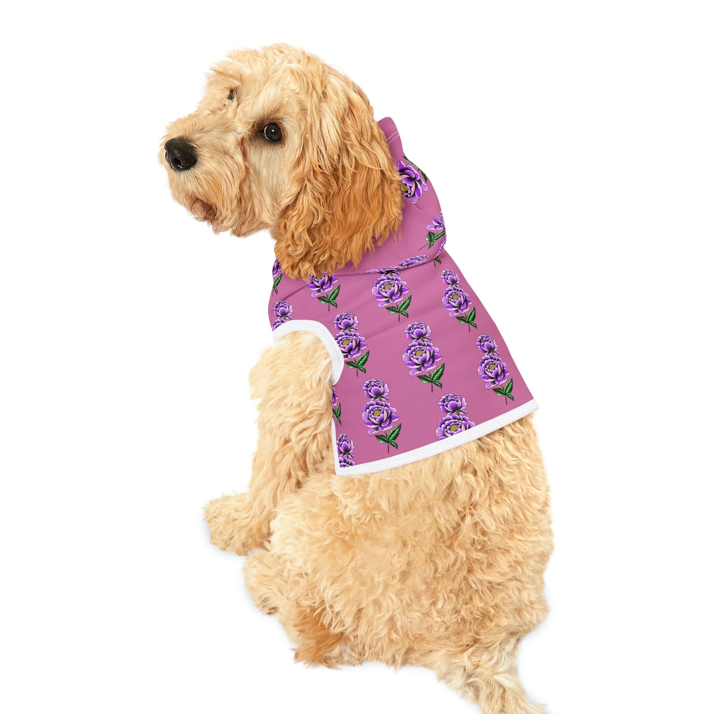 Flower Pattern Lt Pink Dog Hoodie