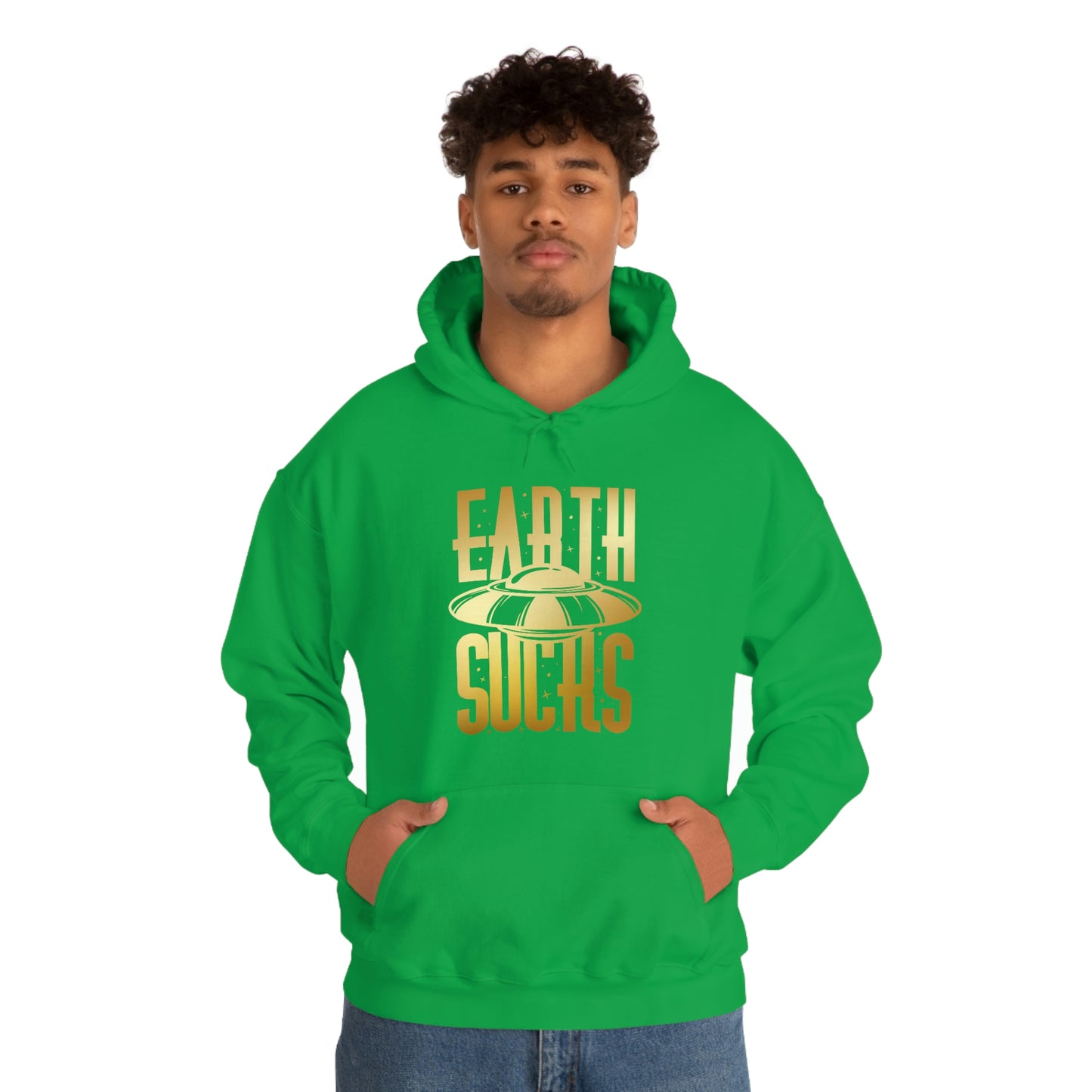 Earth Sucks Gold Font Unisex Heavy Blend™ Hooded Sweatshirt