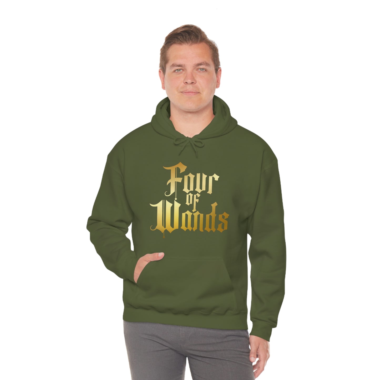 Four of Wands Gold Logo Unisex Heavy Blend™ Hooded Sweatshirt